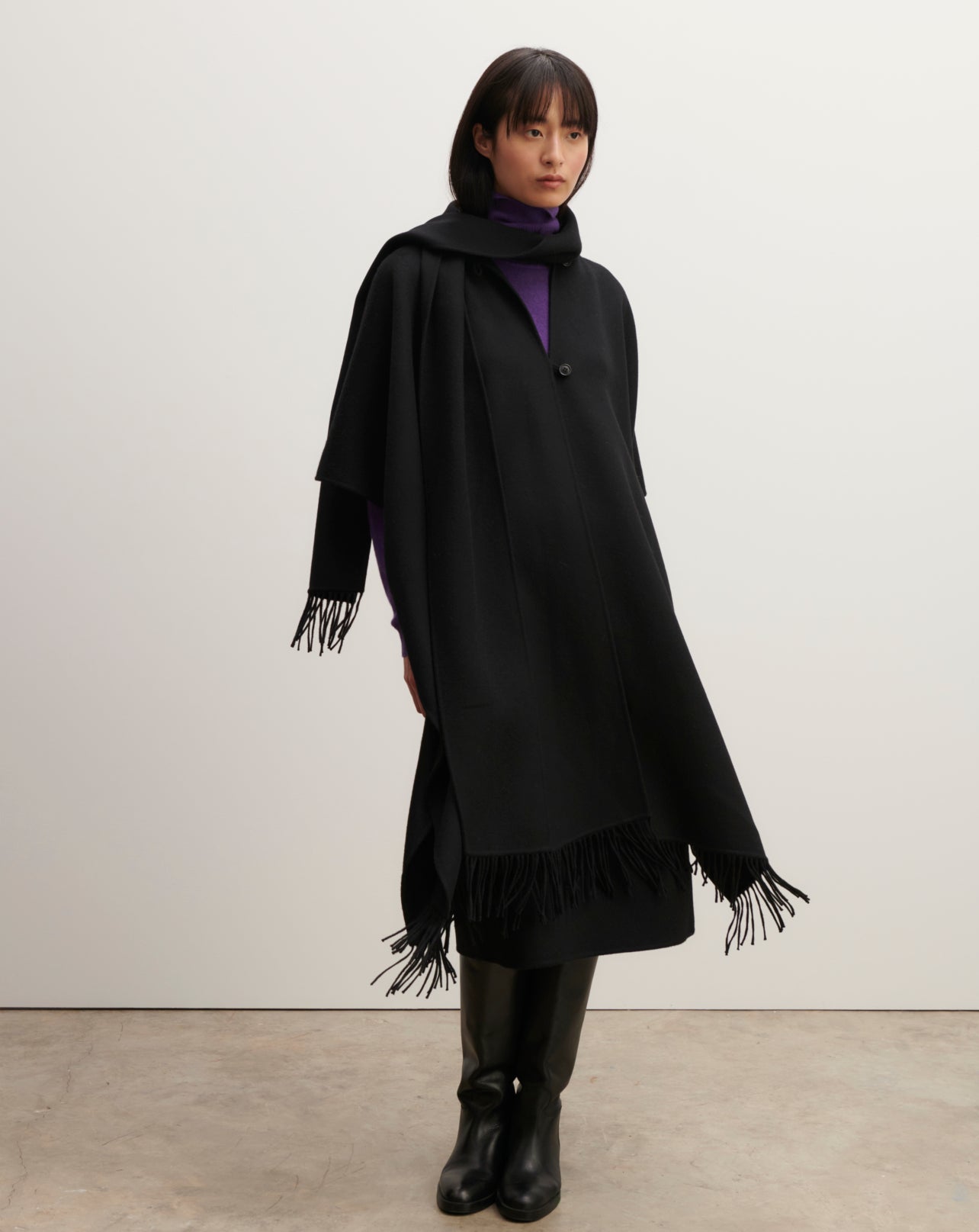 Cape double face-NOIR-90% laine 10% cachemire