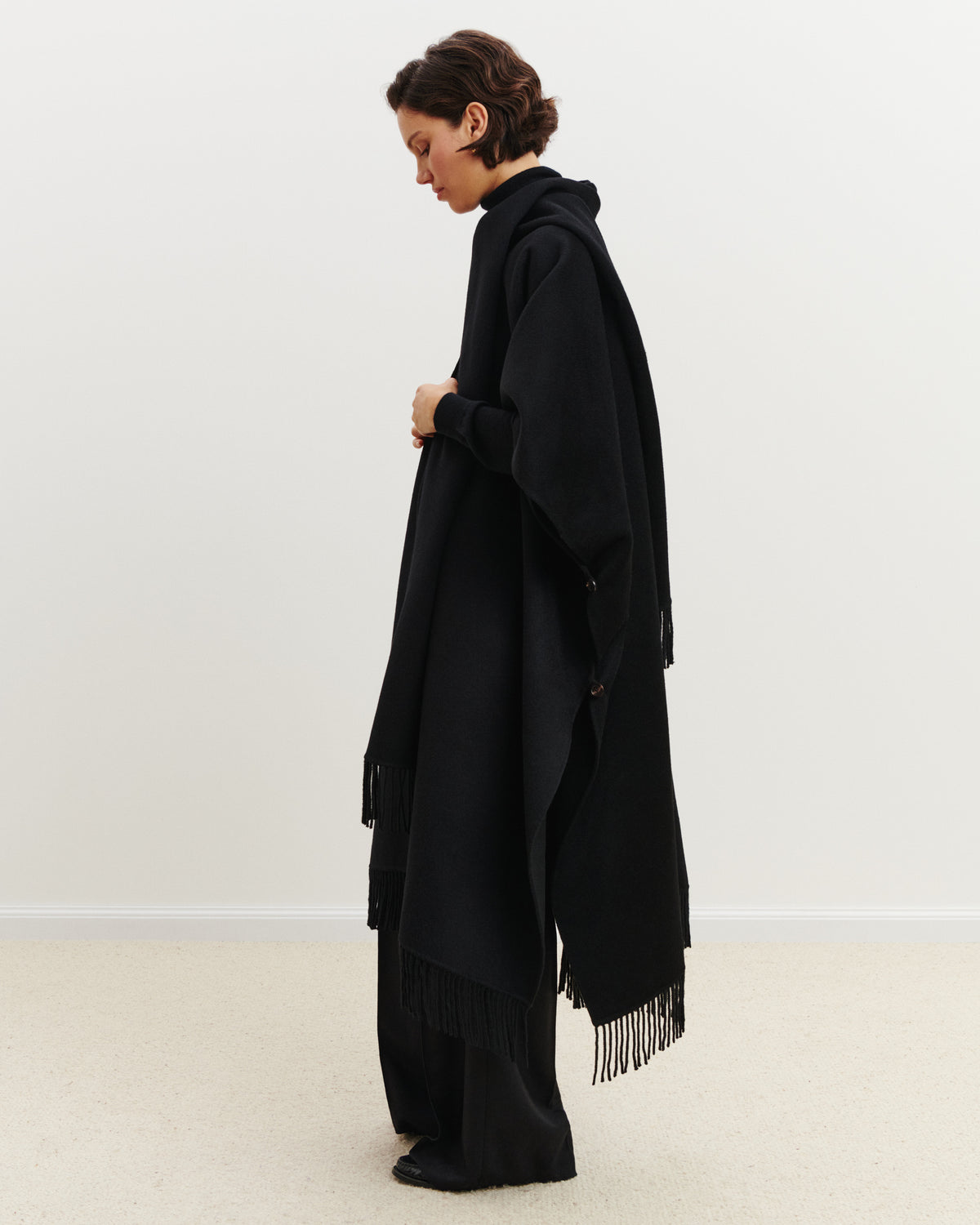 Cape double face-NOIR-90% laine 10% cachemire