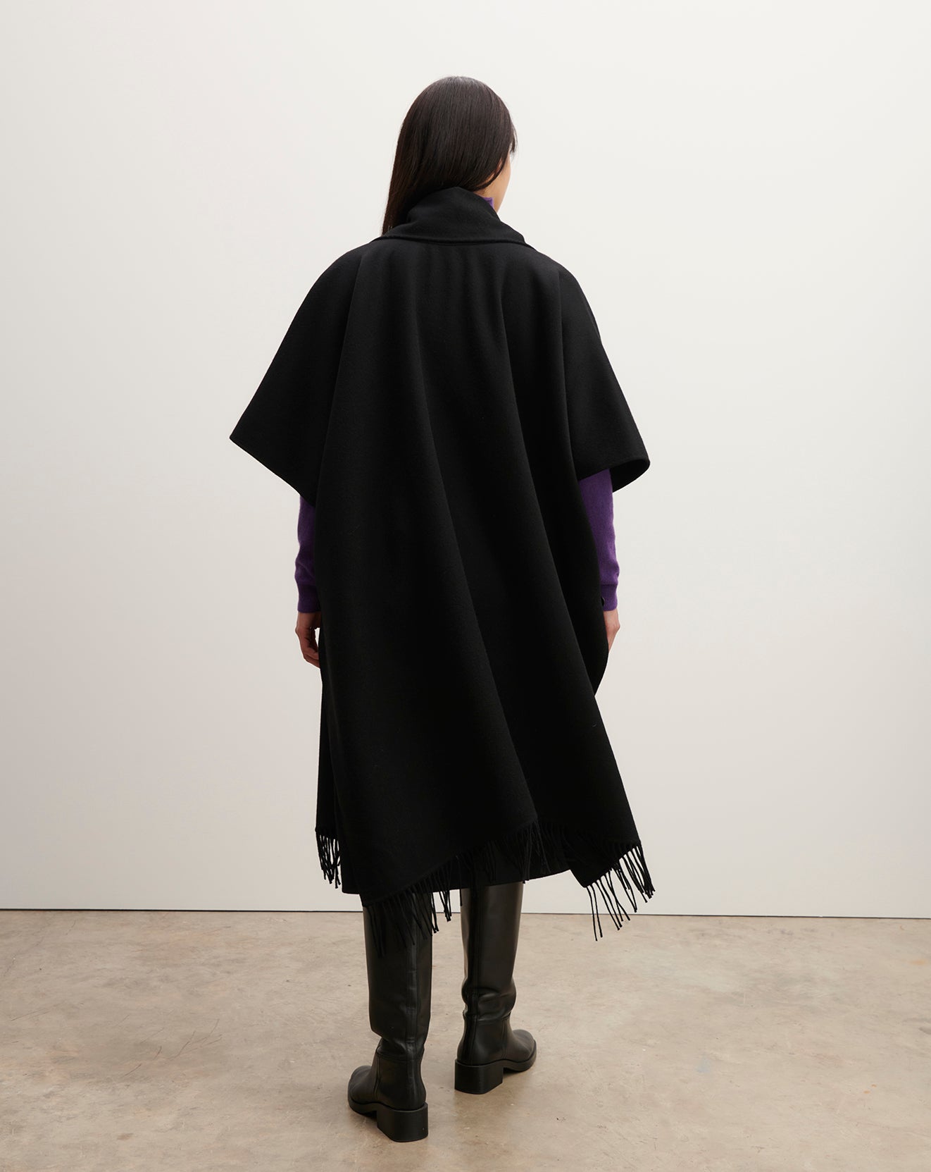 Cape double face-NOIR-90% laine 10% cachemire