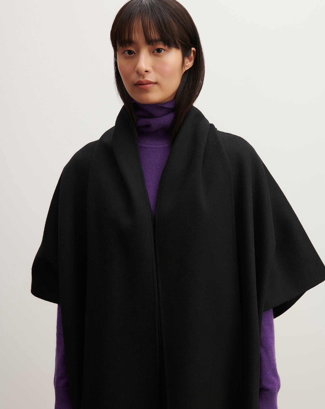 Cape double face-NOIR-90% laine 10% cachemire