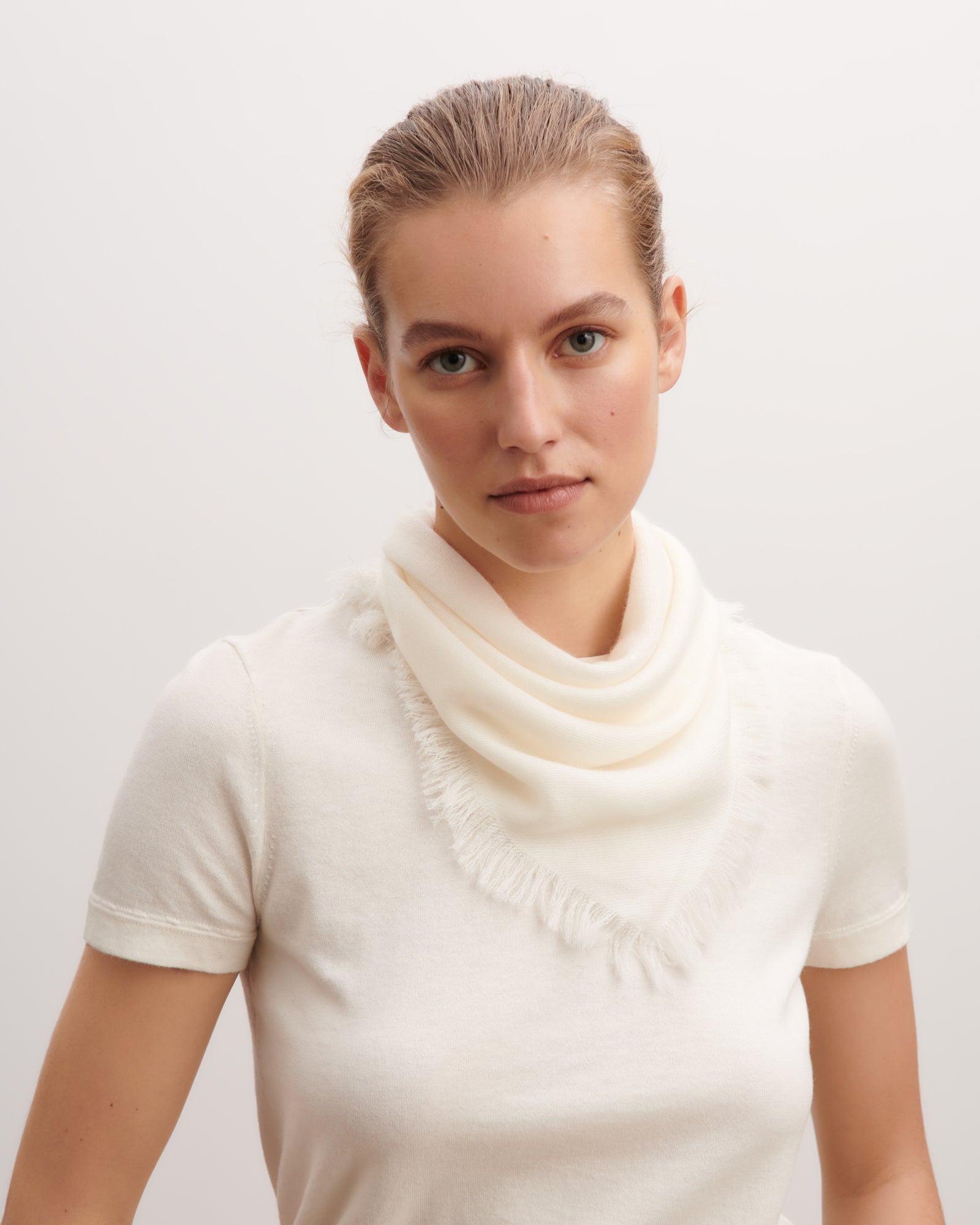 Mini carré en twill-NATUREL-100% cachemire