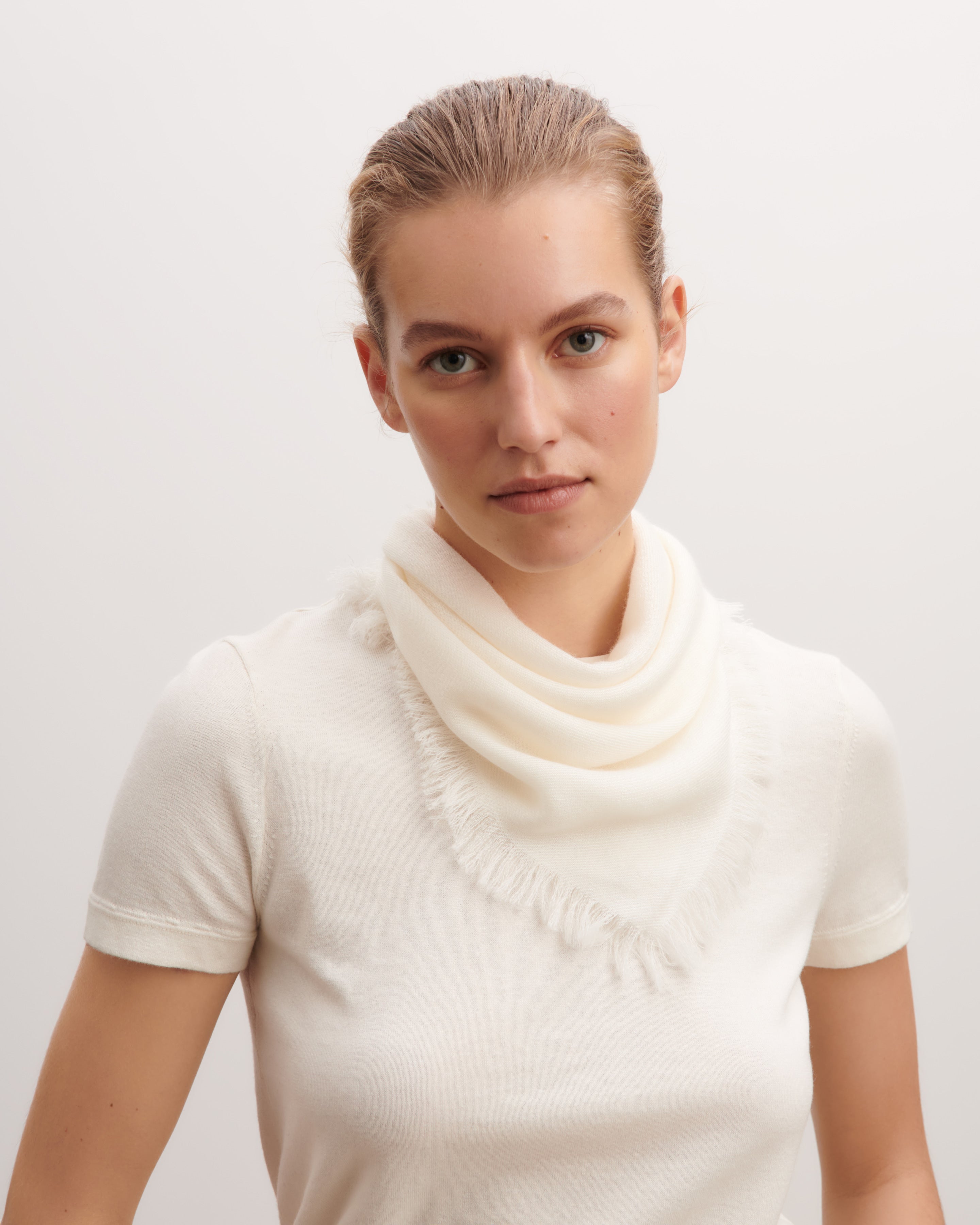 Mini carré en twill-NATUREL-100% cachemire