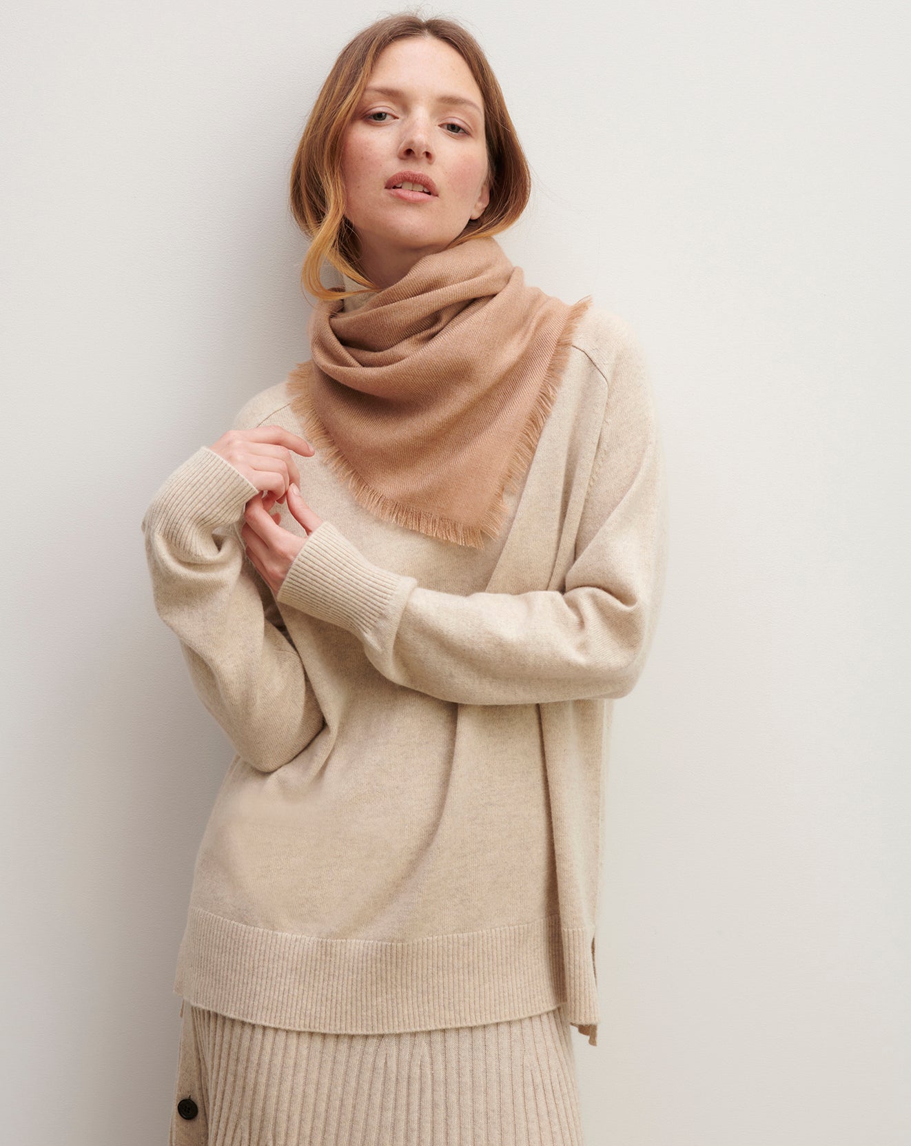 Mini carré en twill-CARAMEL-100% cachemire