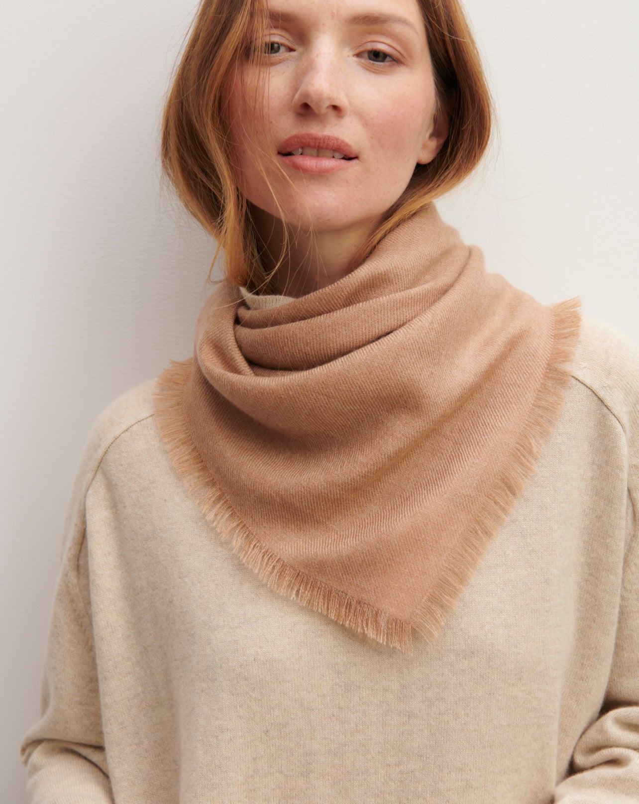 Mini carré en twill-CARAMEL-100% cachemire