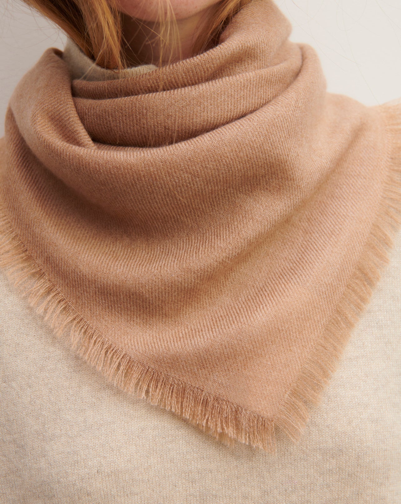 Mini carré en twill-CARAMEL-100% cachemire