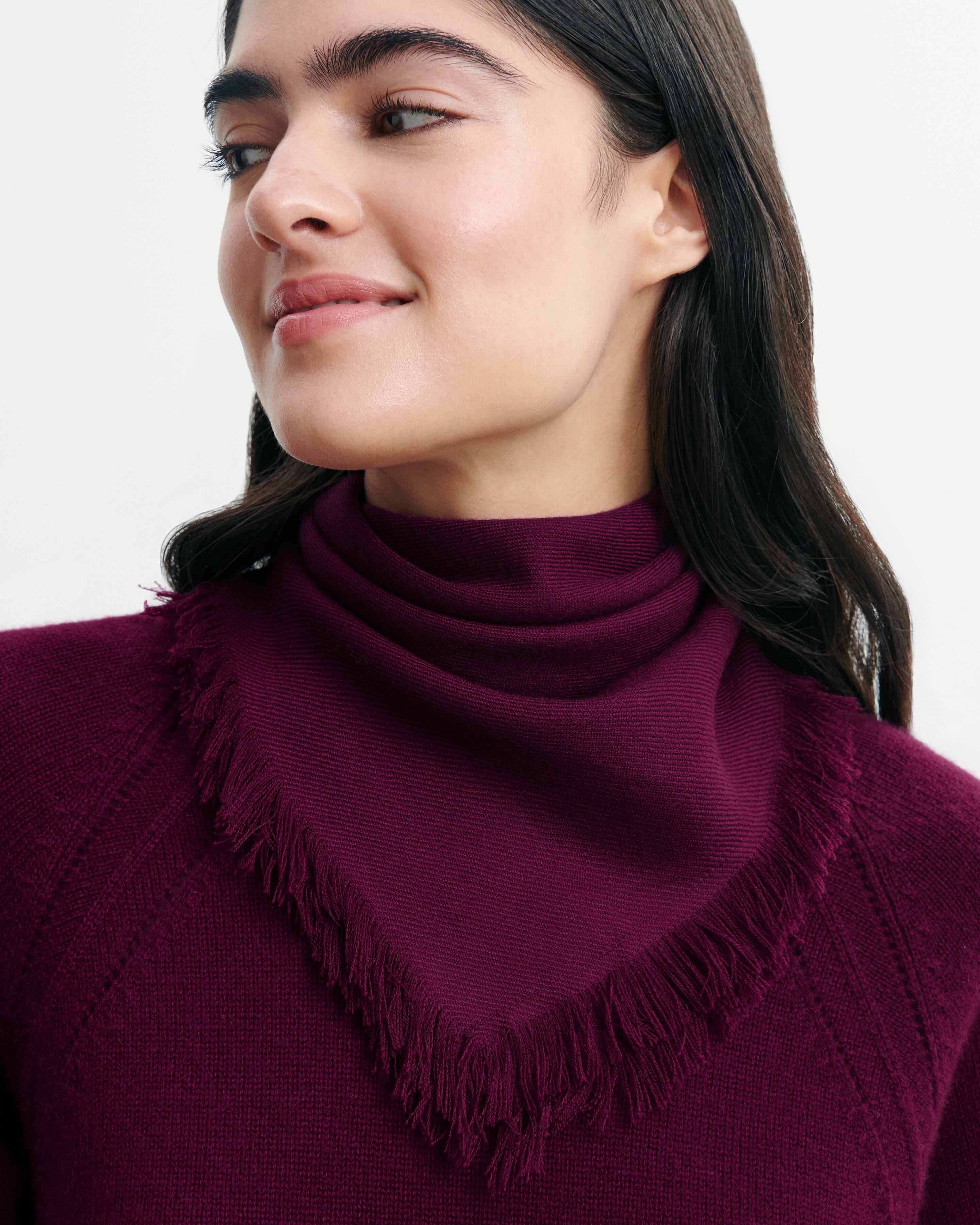 Mini carré en twill-PRUNE DAMAS-100% cachemire