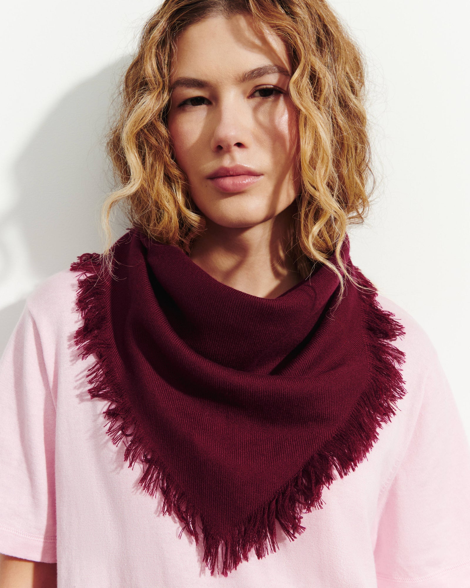 Mini carré à franges-OXALIS-100% cachemire