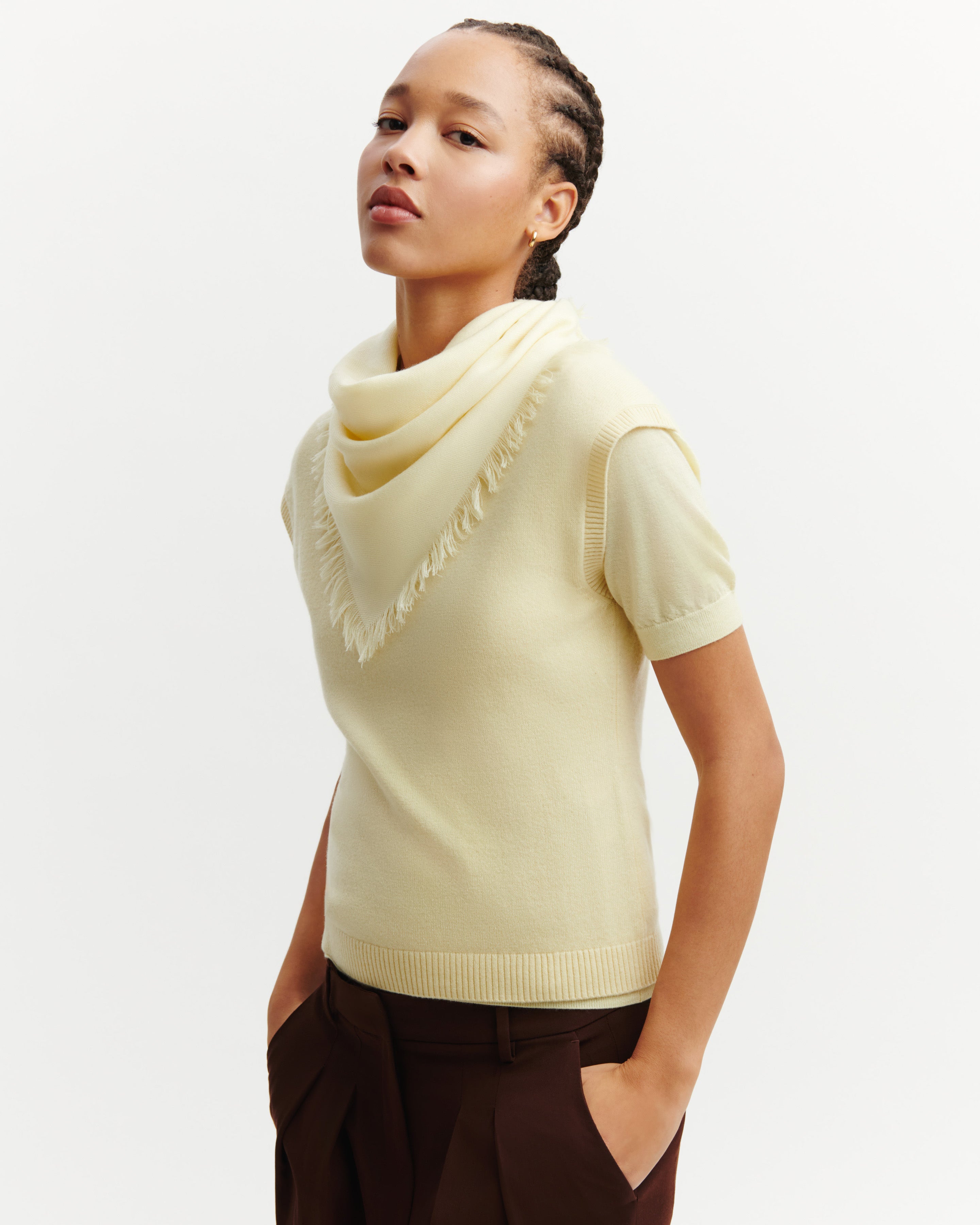 Mini carré à franges-ZESTE-100% cachemire