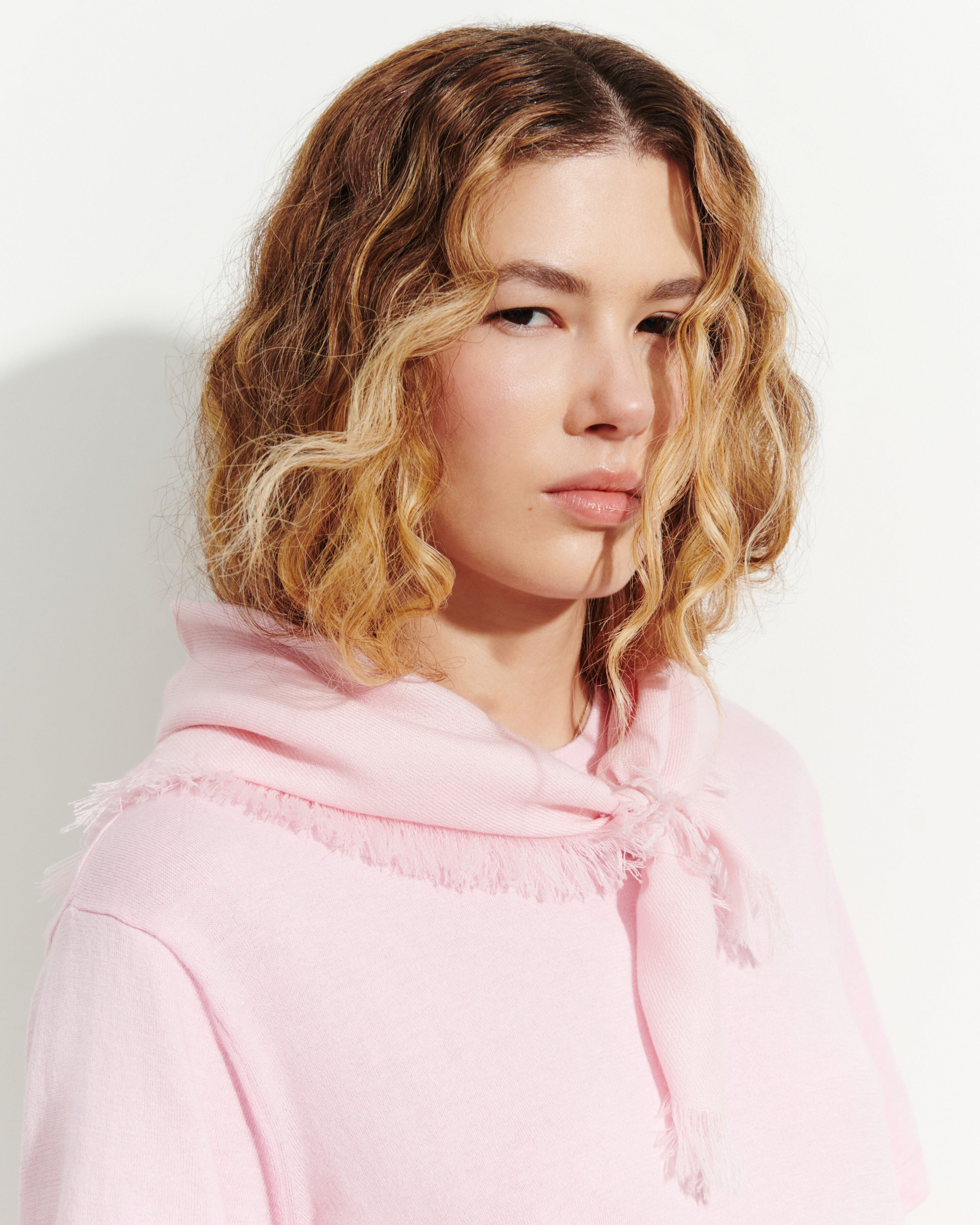 Mini carré à franges-SAKURA-100% cachemire