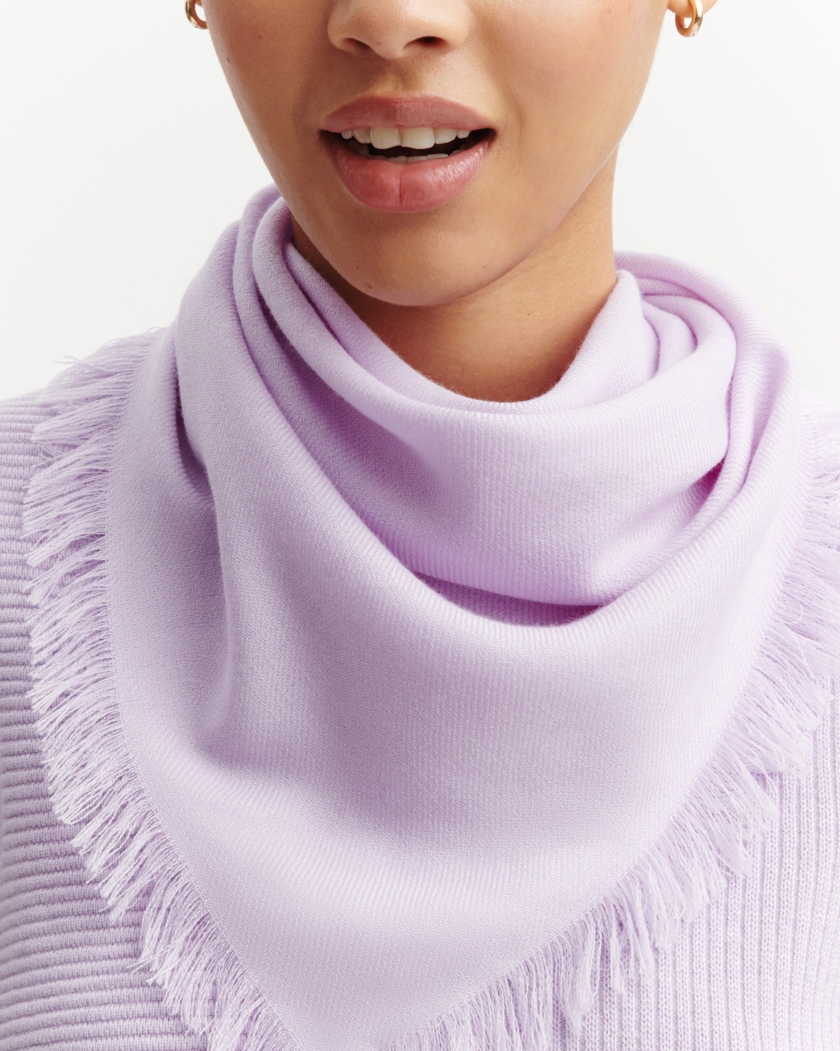 Mini carré à franges-JACINTHE-100% cachemire