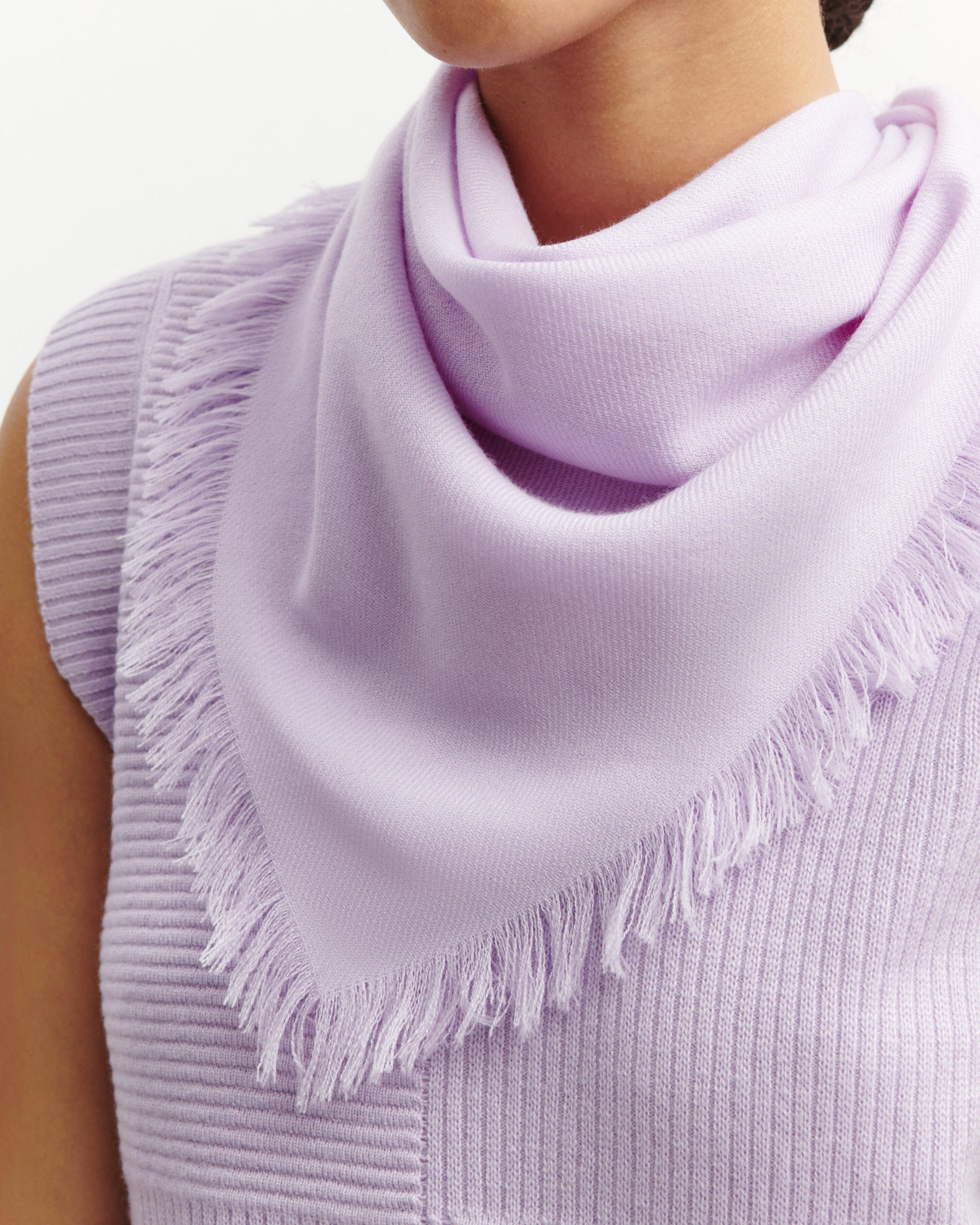 Mini carré à franges-JACINTHE-100% cachemire