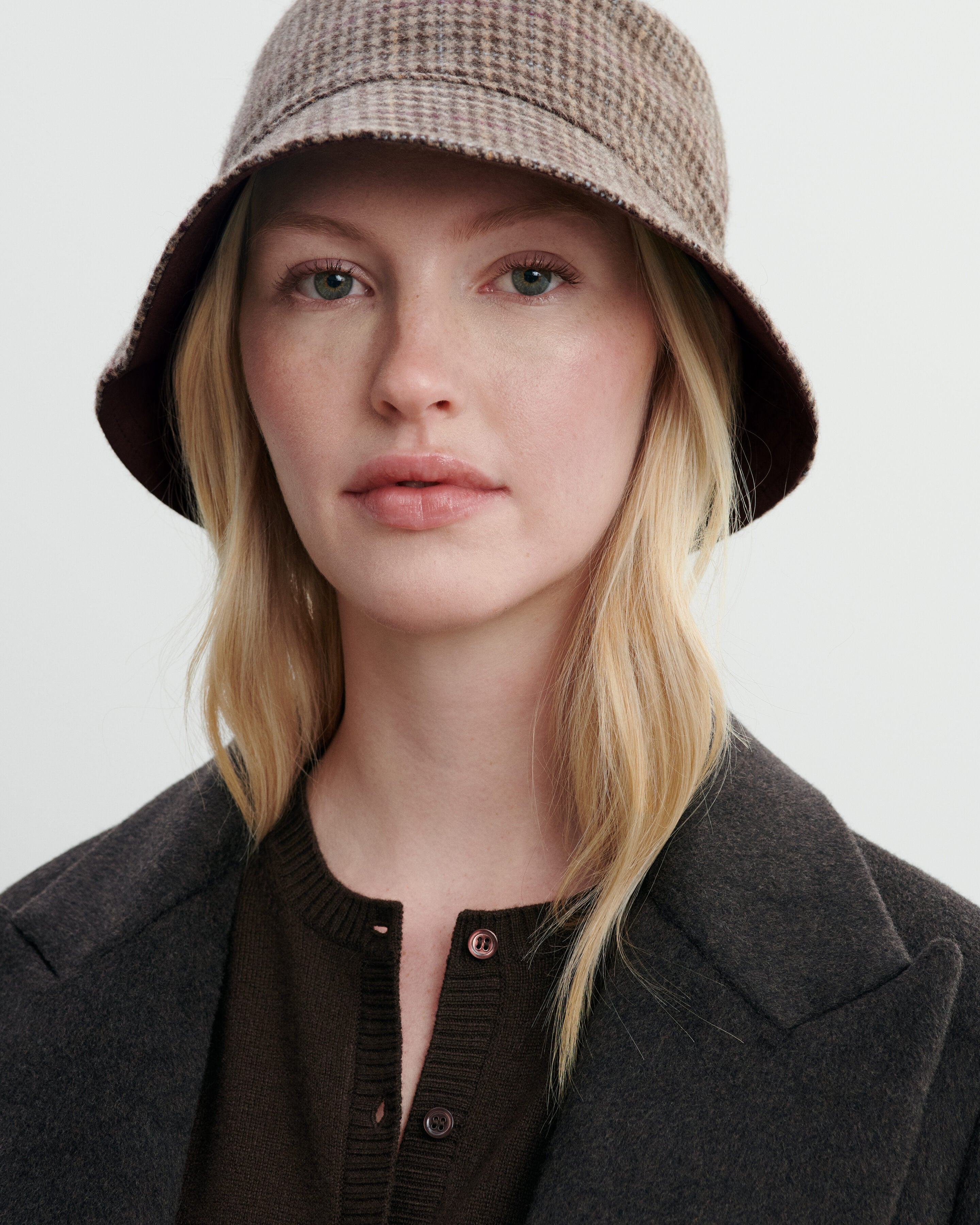 Bob pied de poule-MILLET/CHOCOLAT-48% yak 47% wool 5% cachemire Doublure : 90% nylon 10% élasthanne