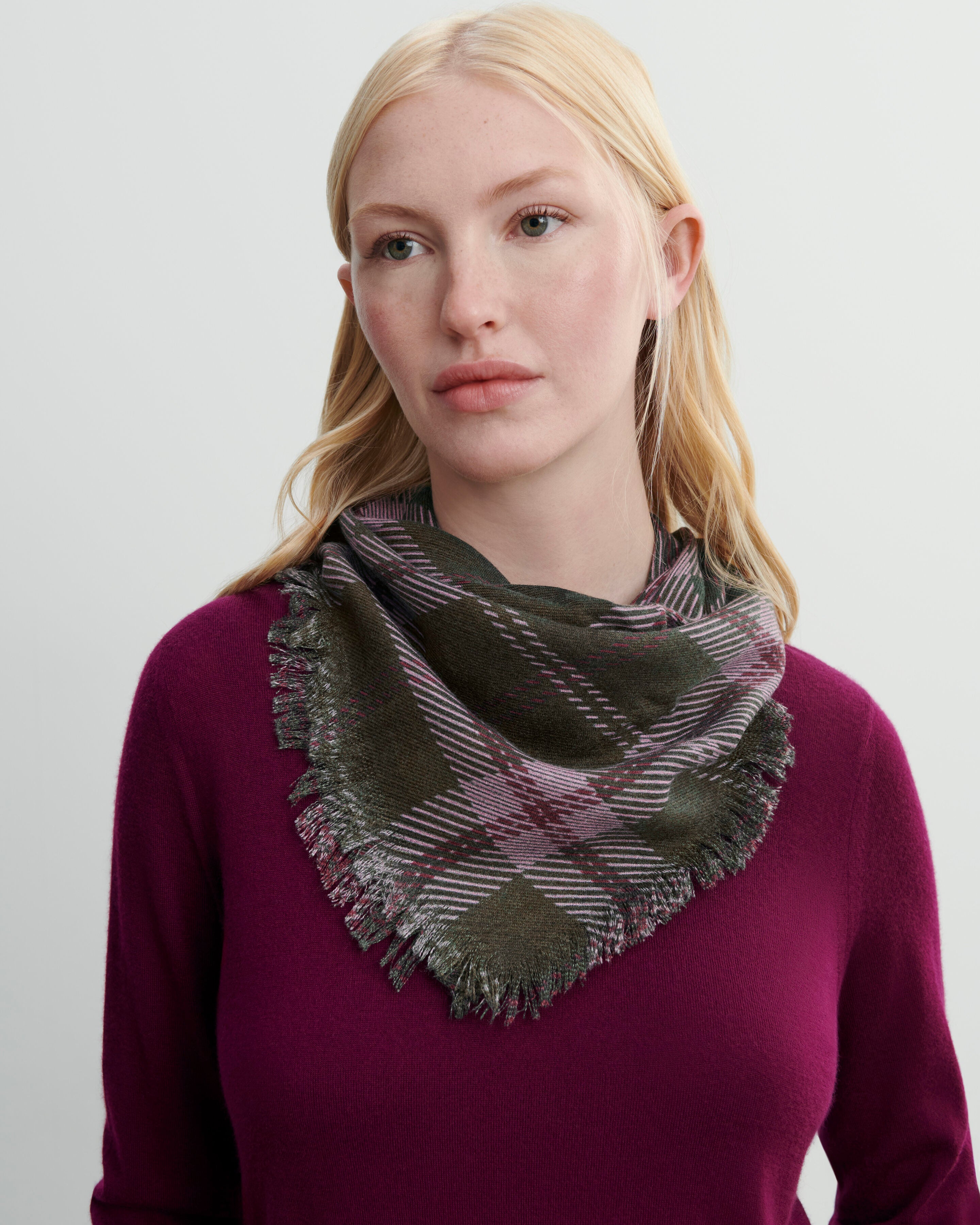 Mini carré imprimé tartan Bronze