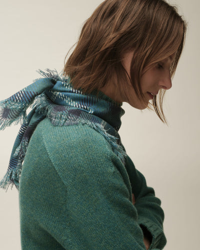 Mini carré twill imprimé-CEDRE-100% cachemire