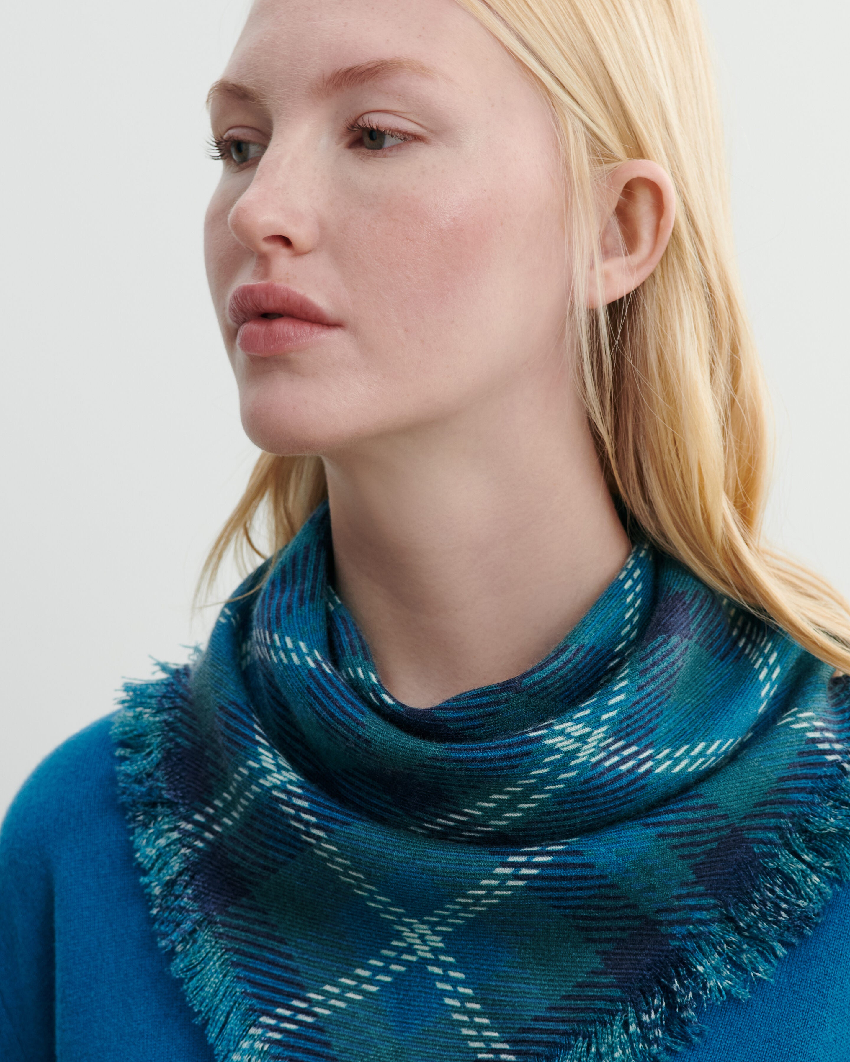 Mini carré twill imprimé-CEDRE-100% cachemire