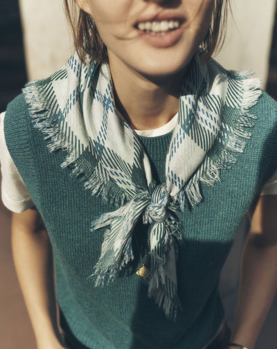 Mini carré twill imprimé-VERT ARAGON-100% cachemire