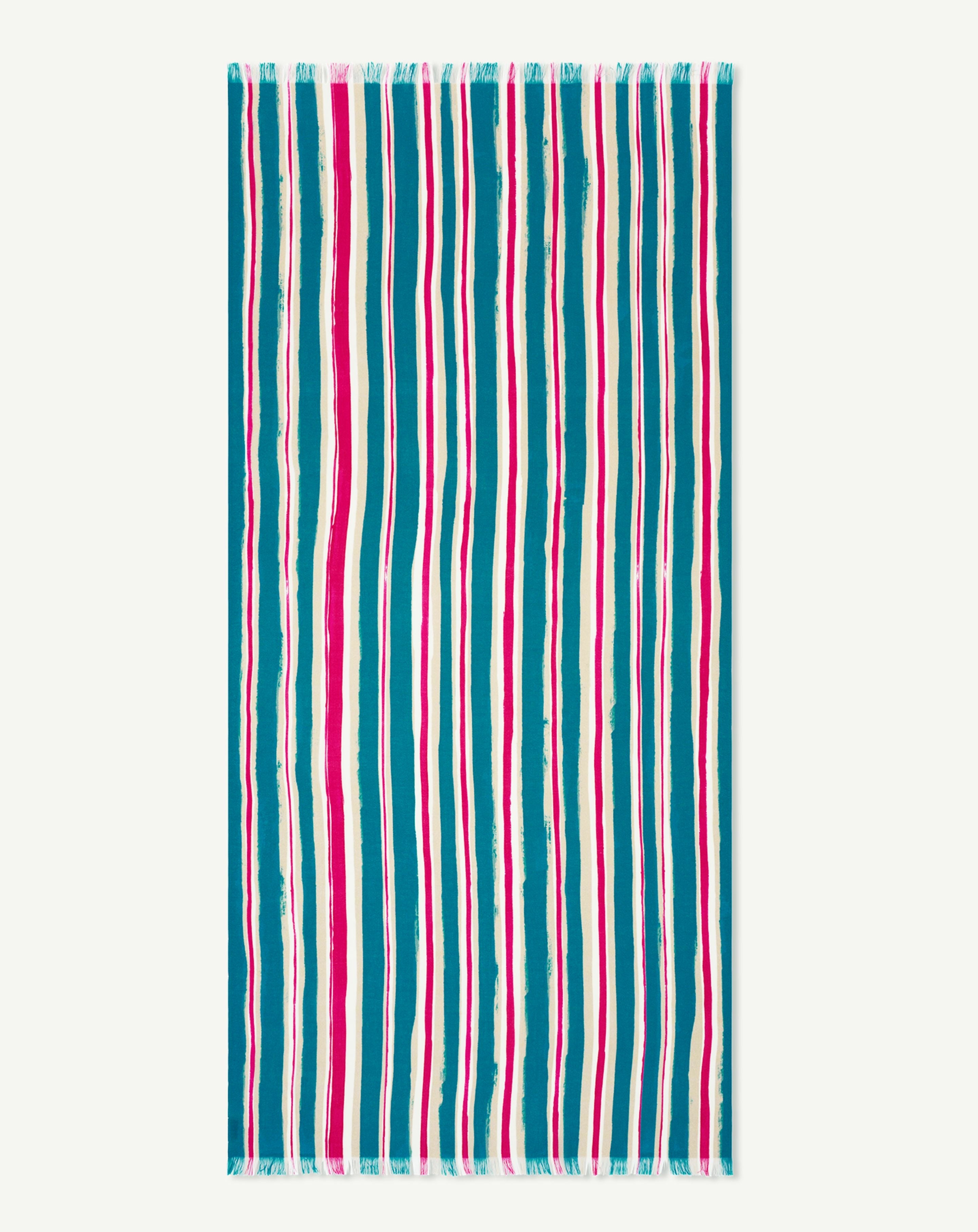 Etole imprimée-ROSE DIVA/BLEU PAGODE-100% cachemire