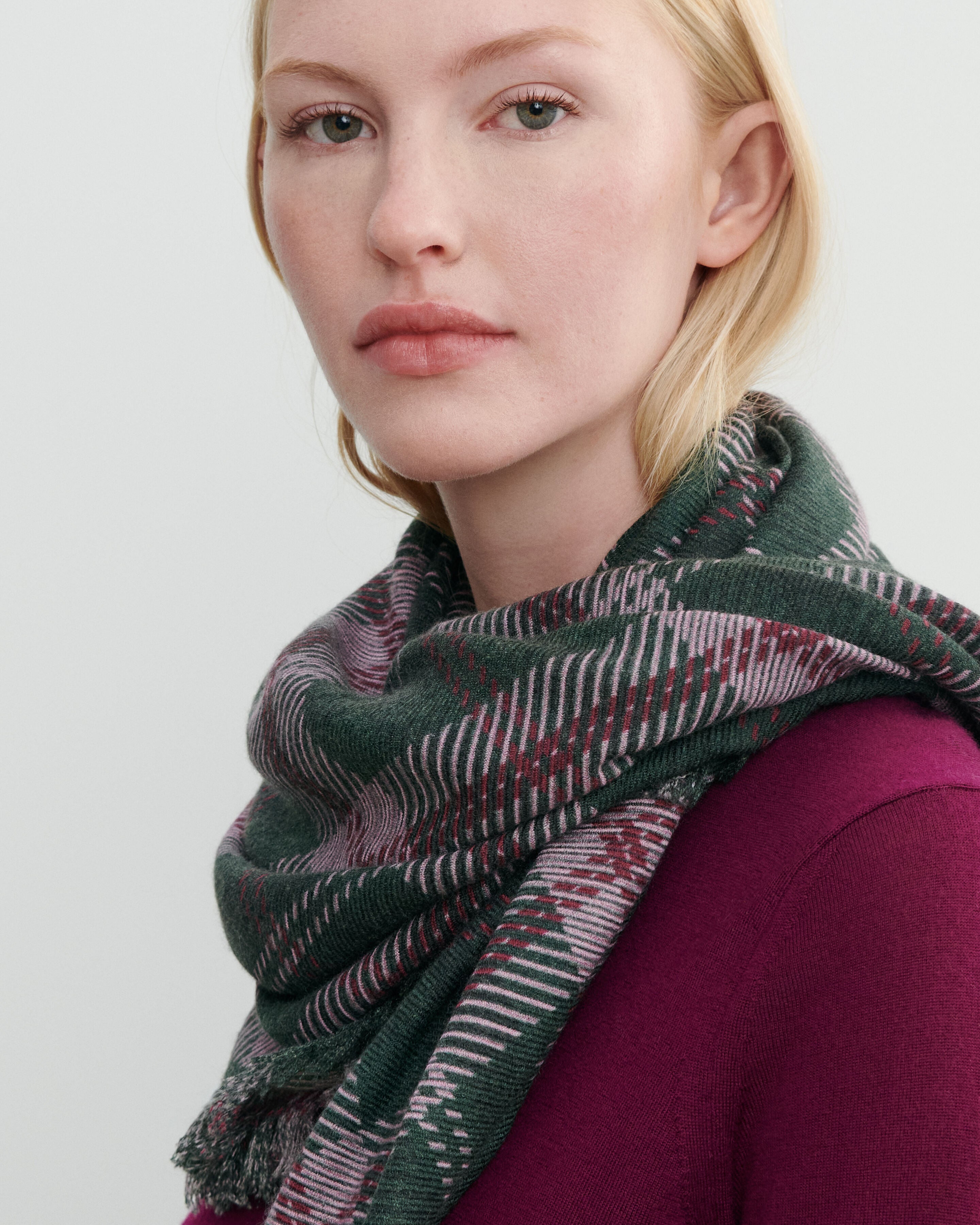 Carré en twill imprimé-BRONZE-100% cachemire