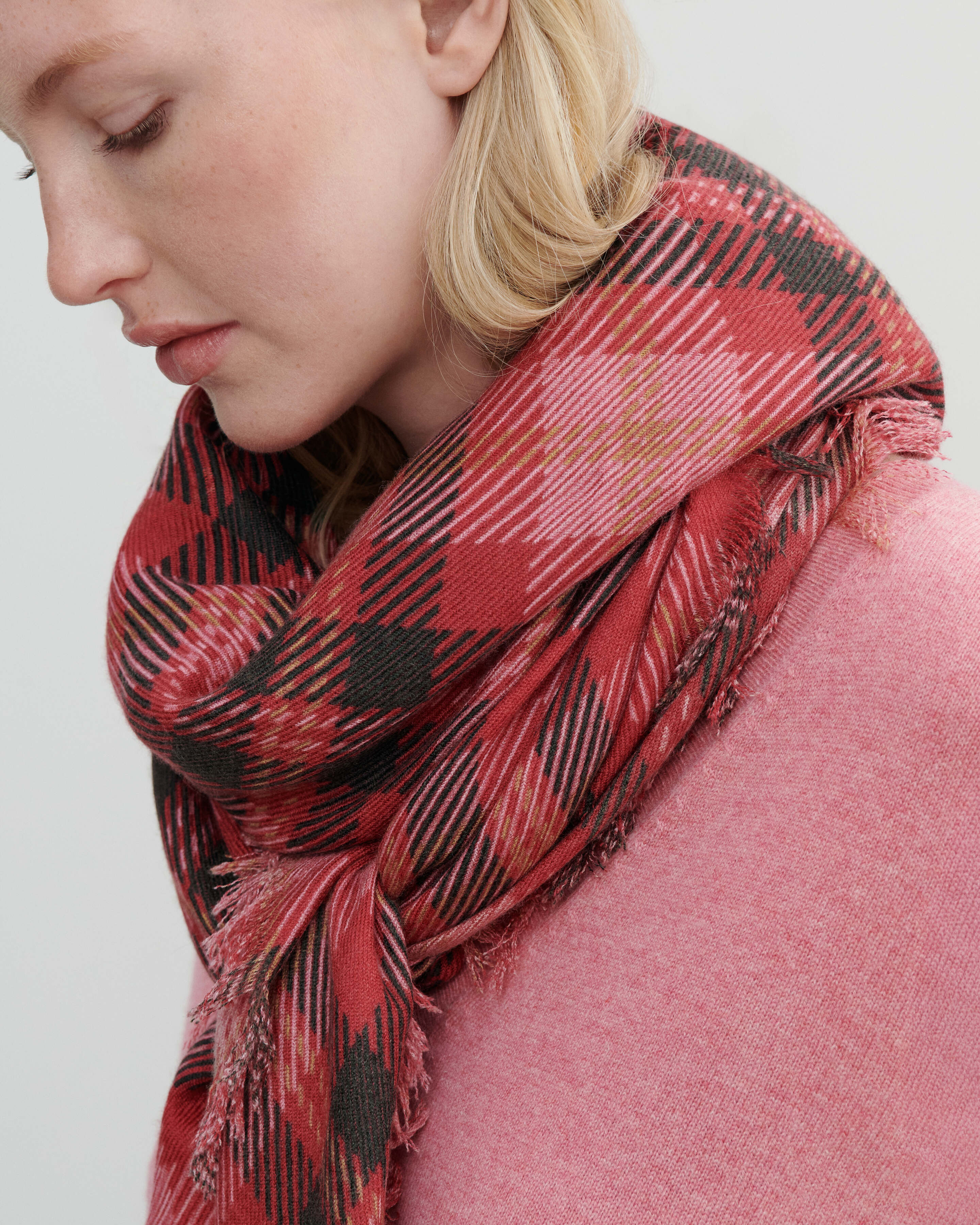 Carré en twill imprimé Rouge tango