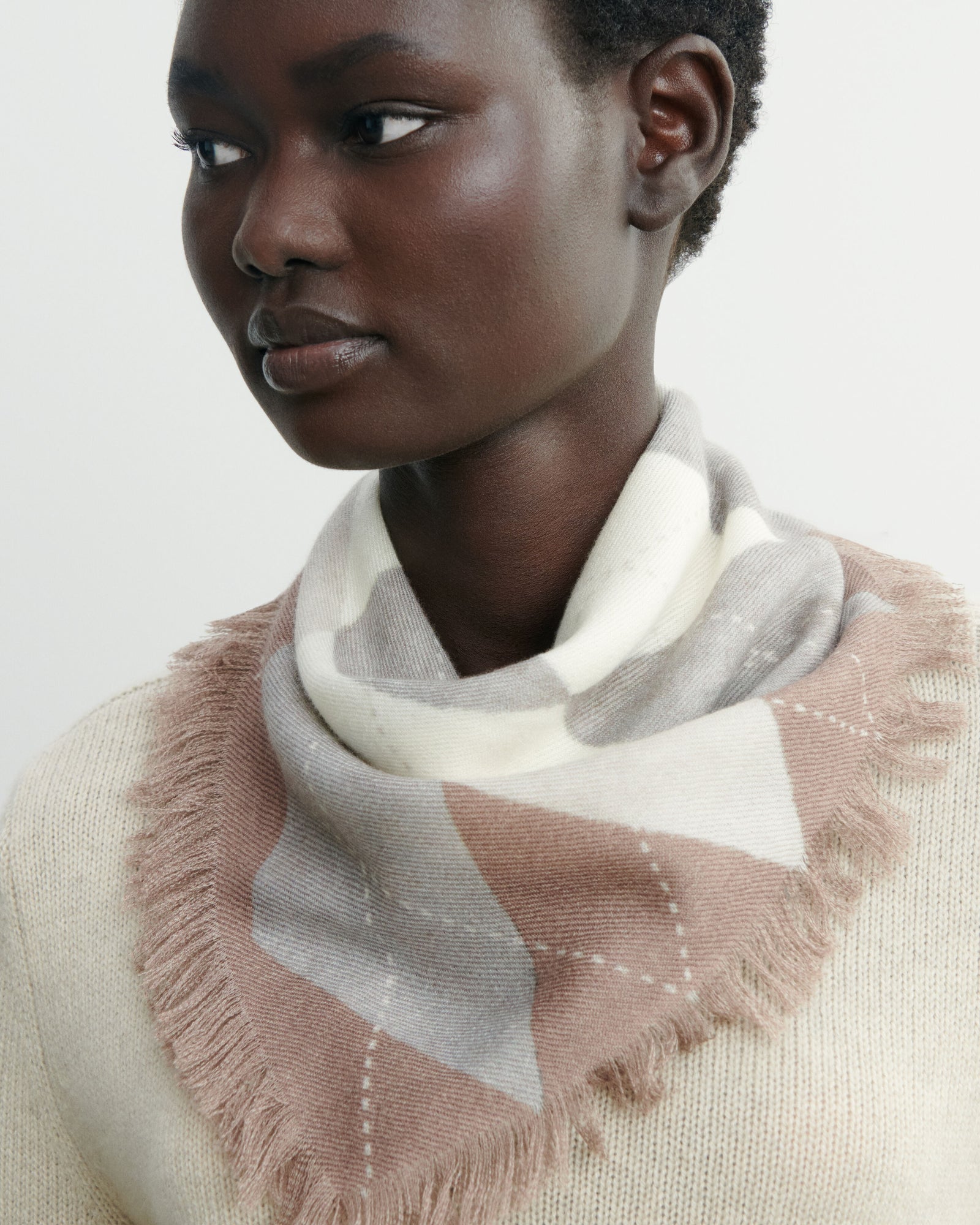 Mini carré imprimé-MILLET-100% cachemire