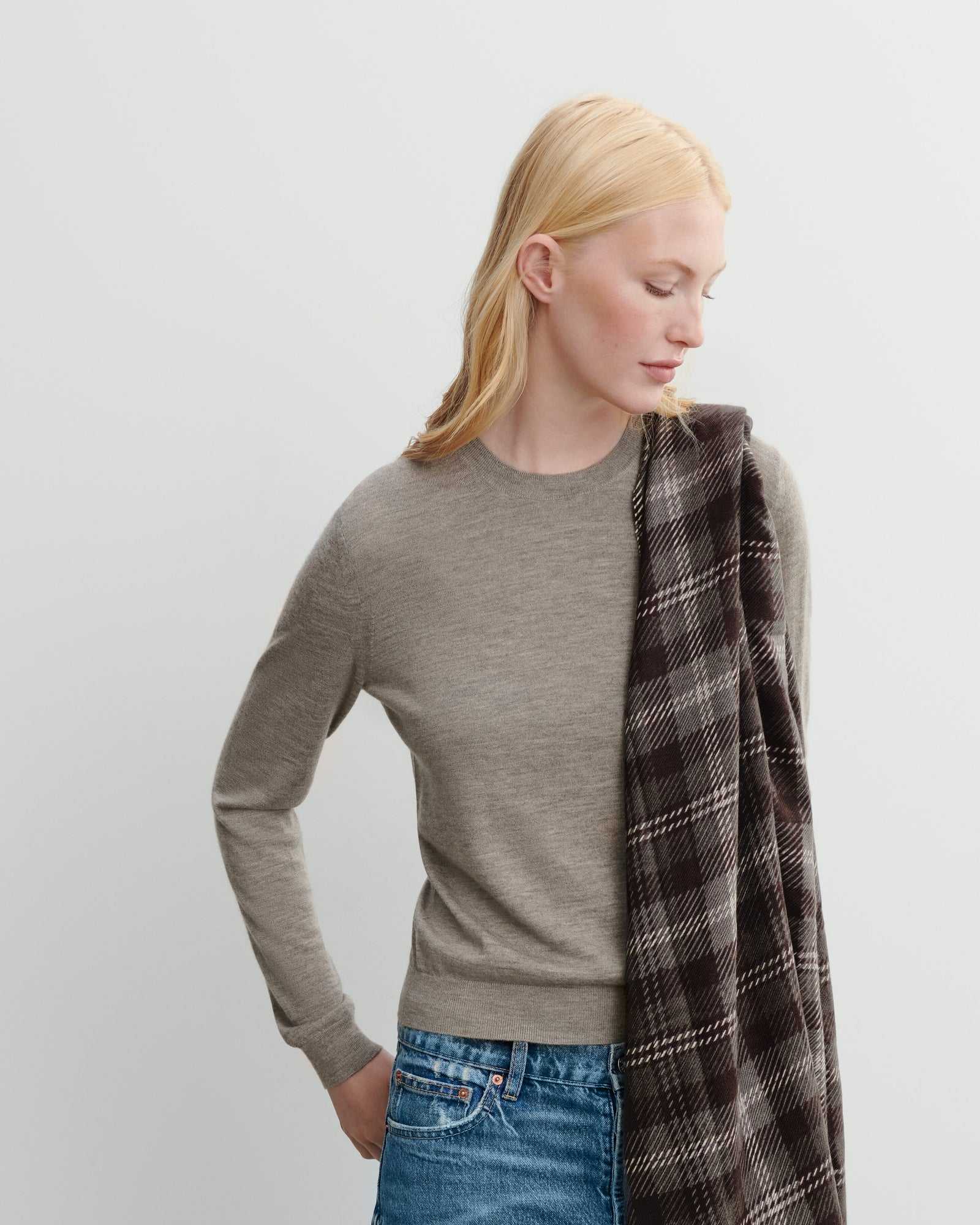 Etole twill imprimée-CHOCOLAT-100% cachemire