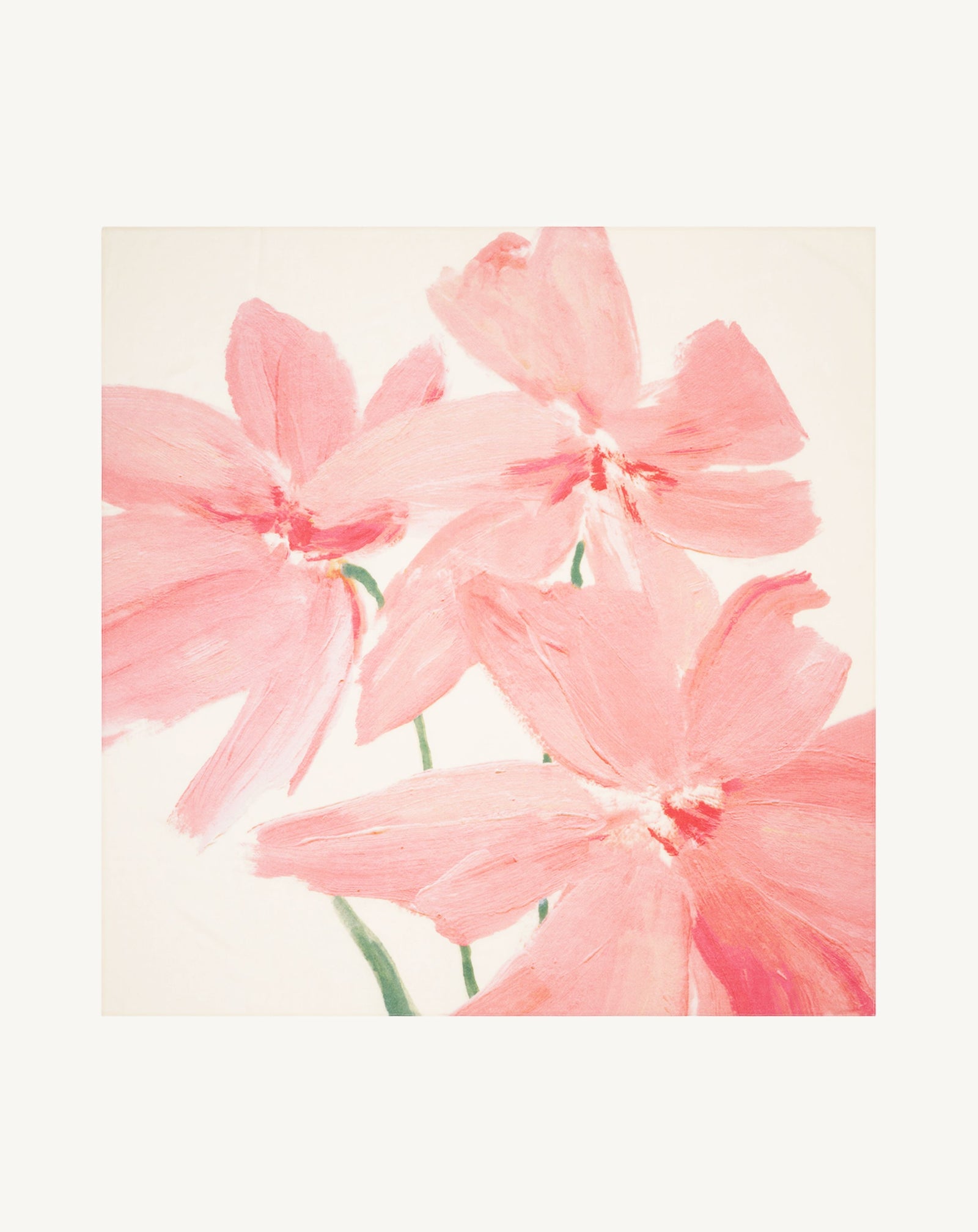 Carré imprimé-NATUREL/ROSE MOCHI-100% cachemire