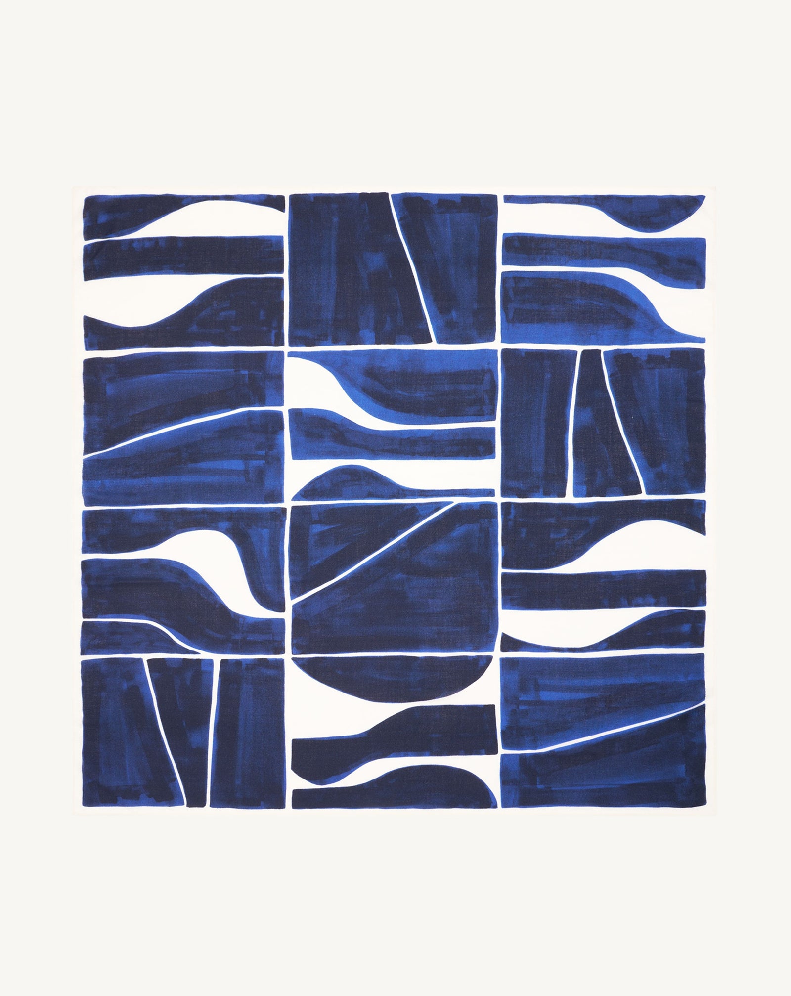 Carré imprimé-MARINE/NATUREL-100% cachemire