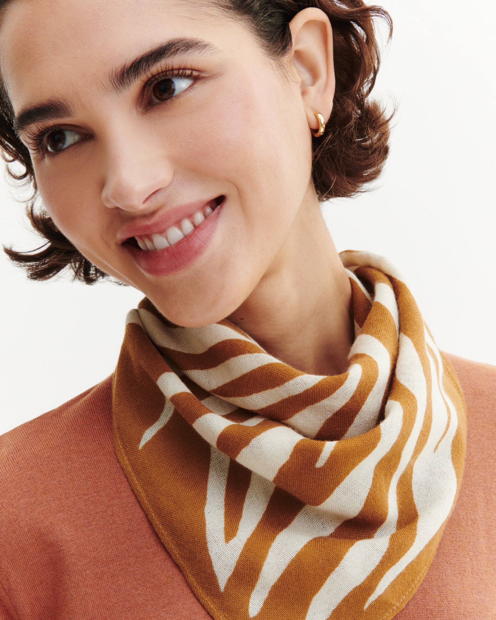 Mini carré imprimé-MACCHIATO/NATUREL-100% cachemire