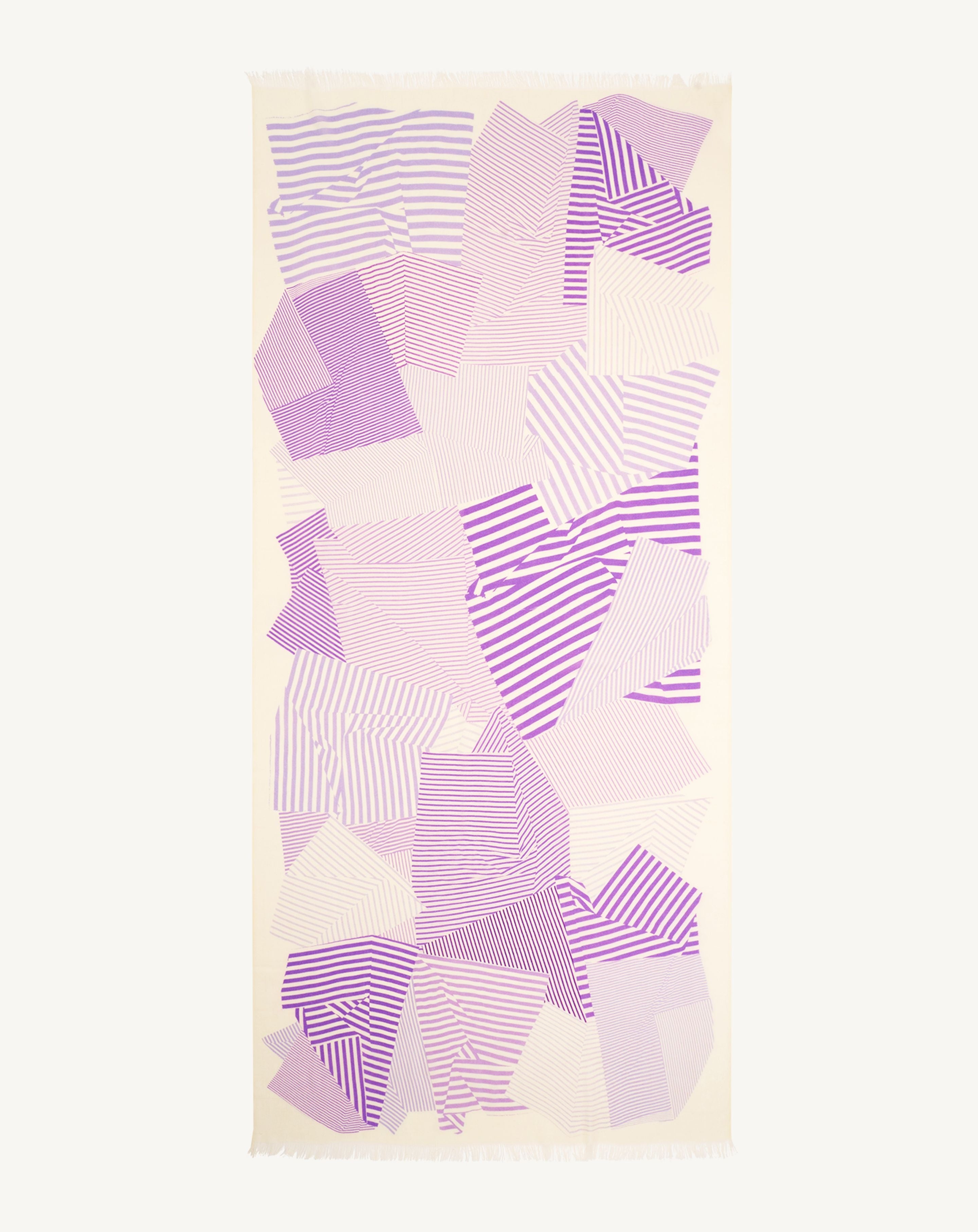 Etole imprimée-NATUREL/JACINTHE-100% cachemire