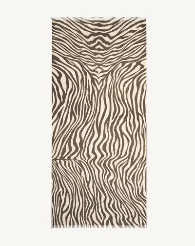 Etole imprimée-KAKI OMBRE/TOURTERELLE-100% cachemire