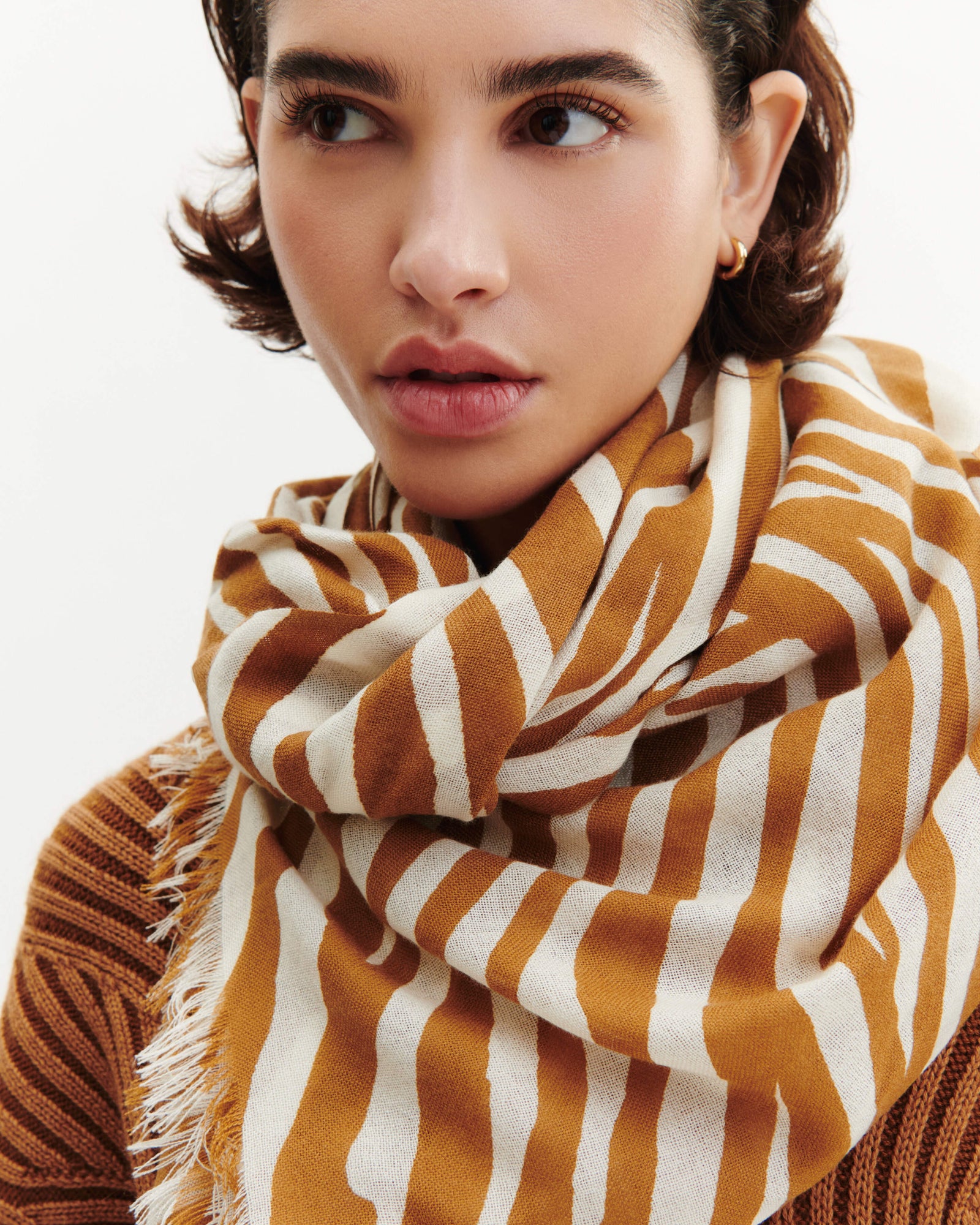 Etole imprimée-MACCHIATO/NATUREL-100% cachemire