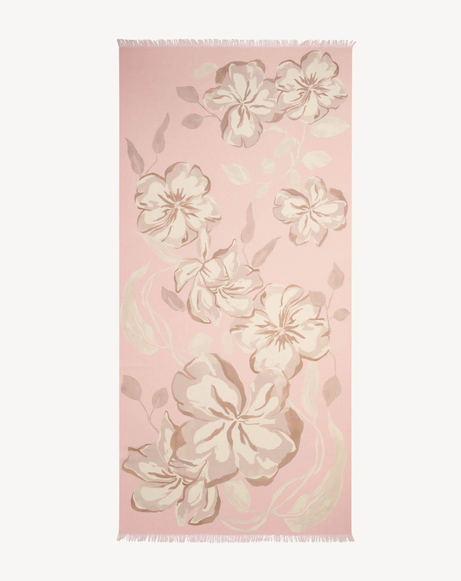 Etole imprimée-NATUREL/ROSE MOCHI-100% cachemire