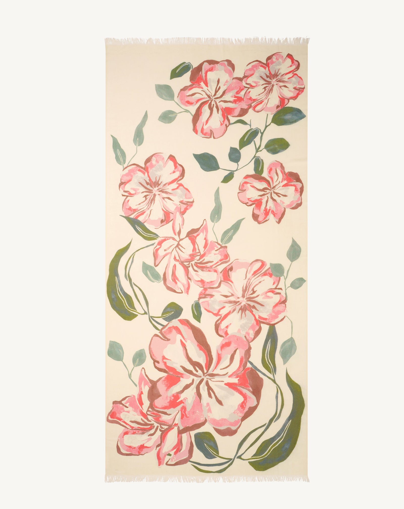 Etole imprimée-ROSE EDEN/CARAMEL-100% cachemire