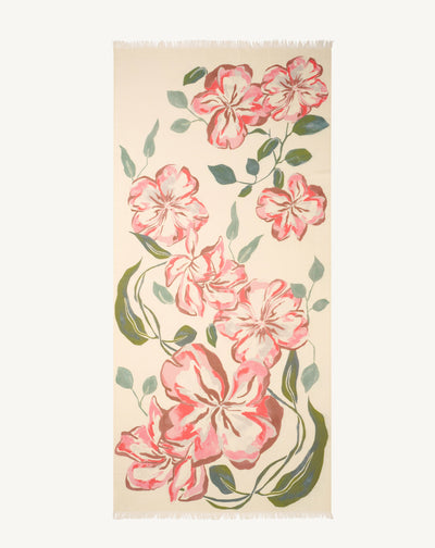 Etole imprimée-ROSE EDEN/CARAMEL-100% cachemire