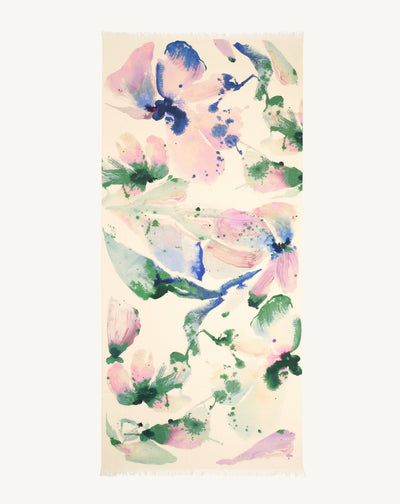 Etole imprimée-NATUREL/JADE/ROSE EDEN-100% cachemire