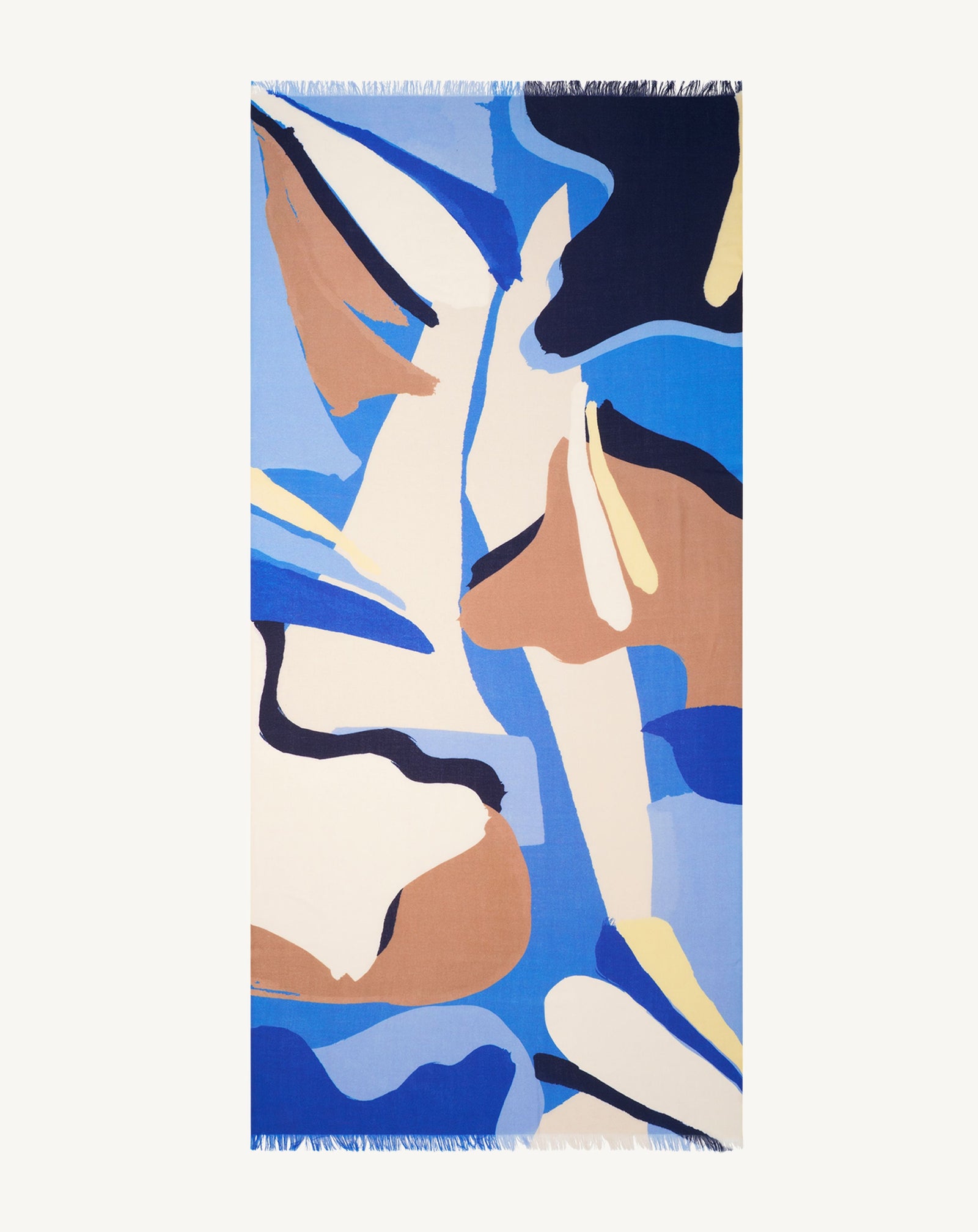 Etole imprimée-BLEU ALTHEA/NATUREL/MARINE-100% cachemire