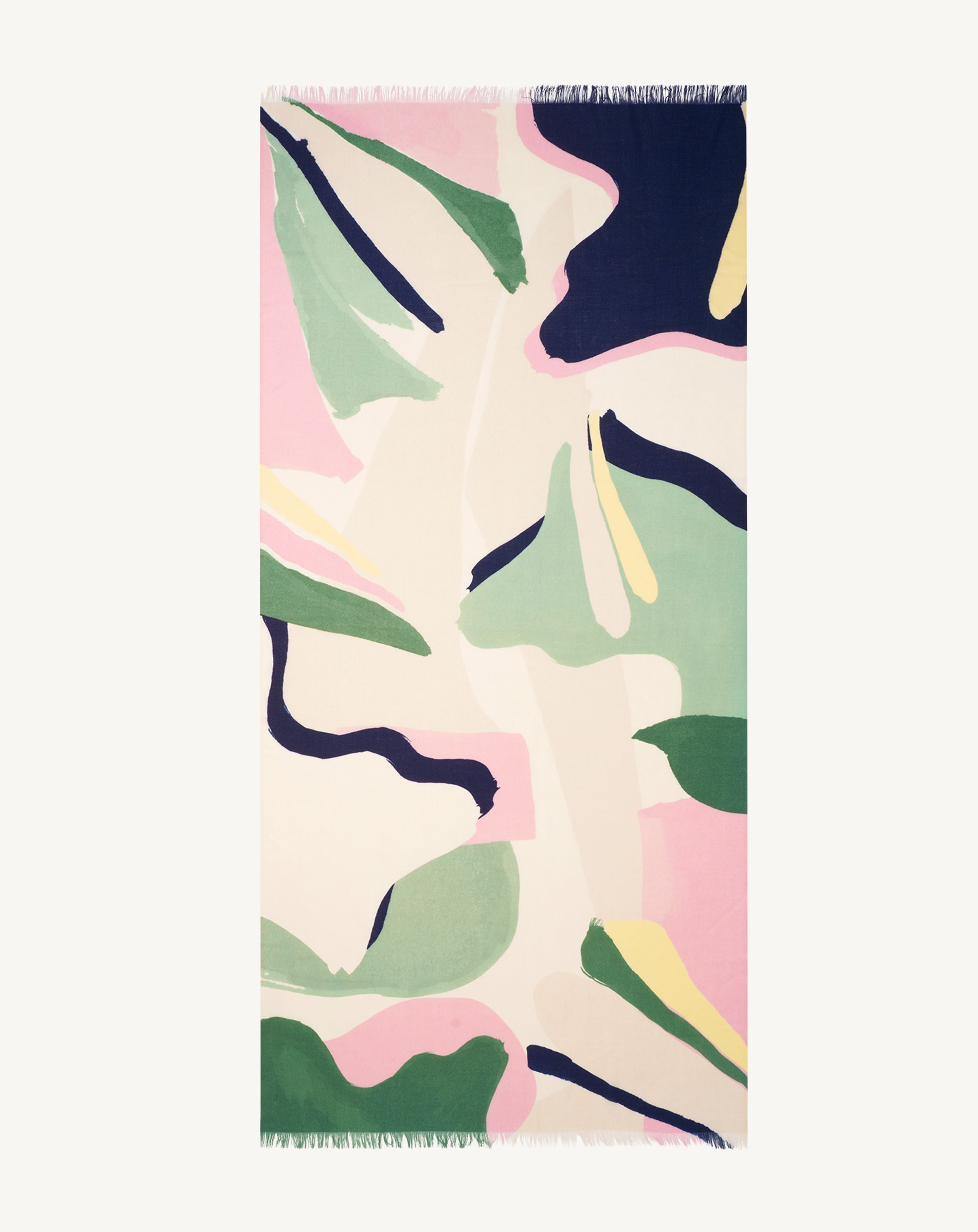 Etole imprimée-VERT AMANDE/SAKURA/MARINE-100% cachemire