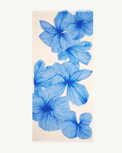 Etole imprimée-NATUREL/ATLANTIQUE-100% cachemire