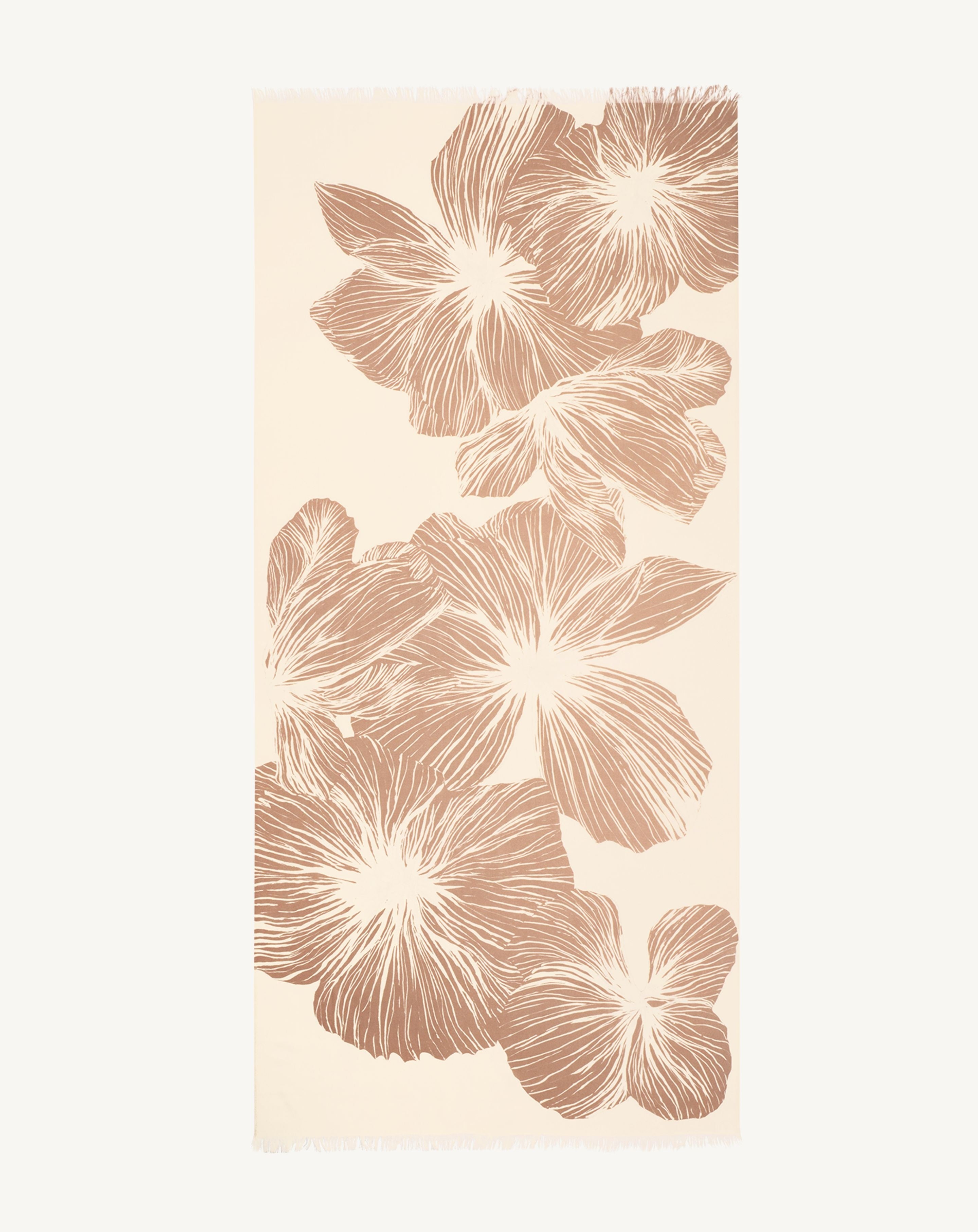 Etole imprimée-NATUREL/CARAMEL-100% cachemire