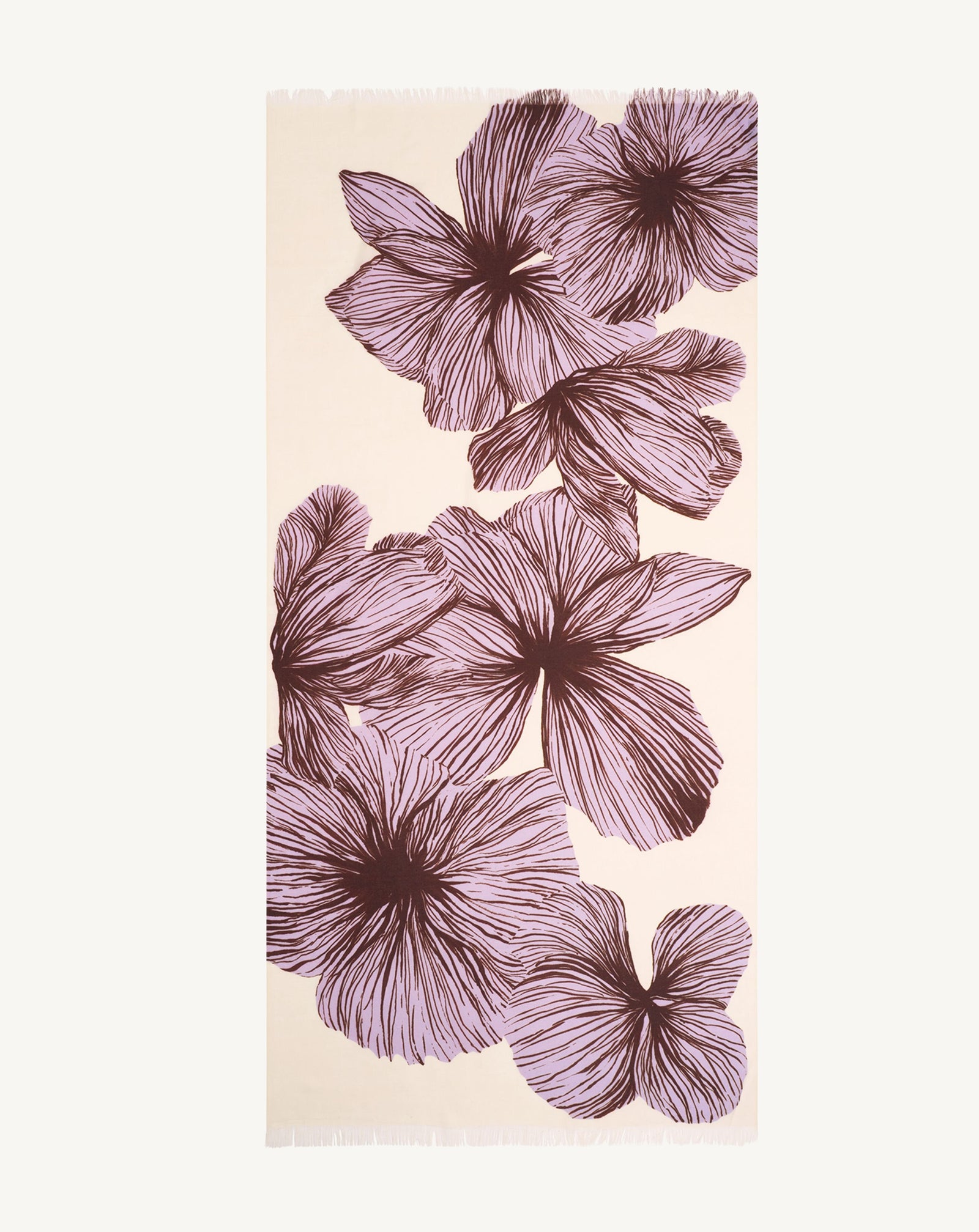 Etole imprimée-NATUREL/JACINTHE-100% cachemire