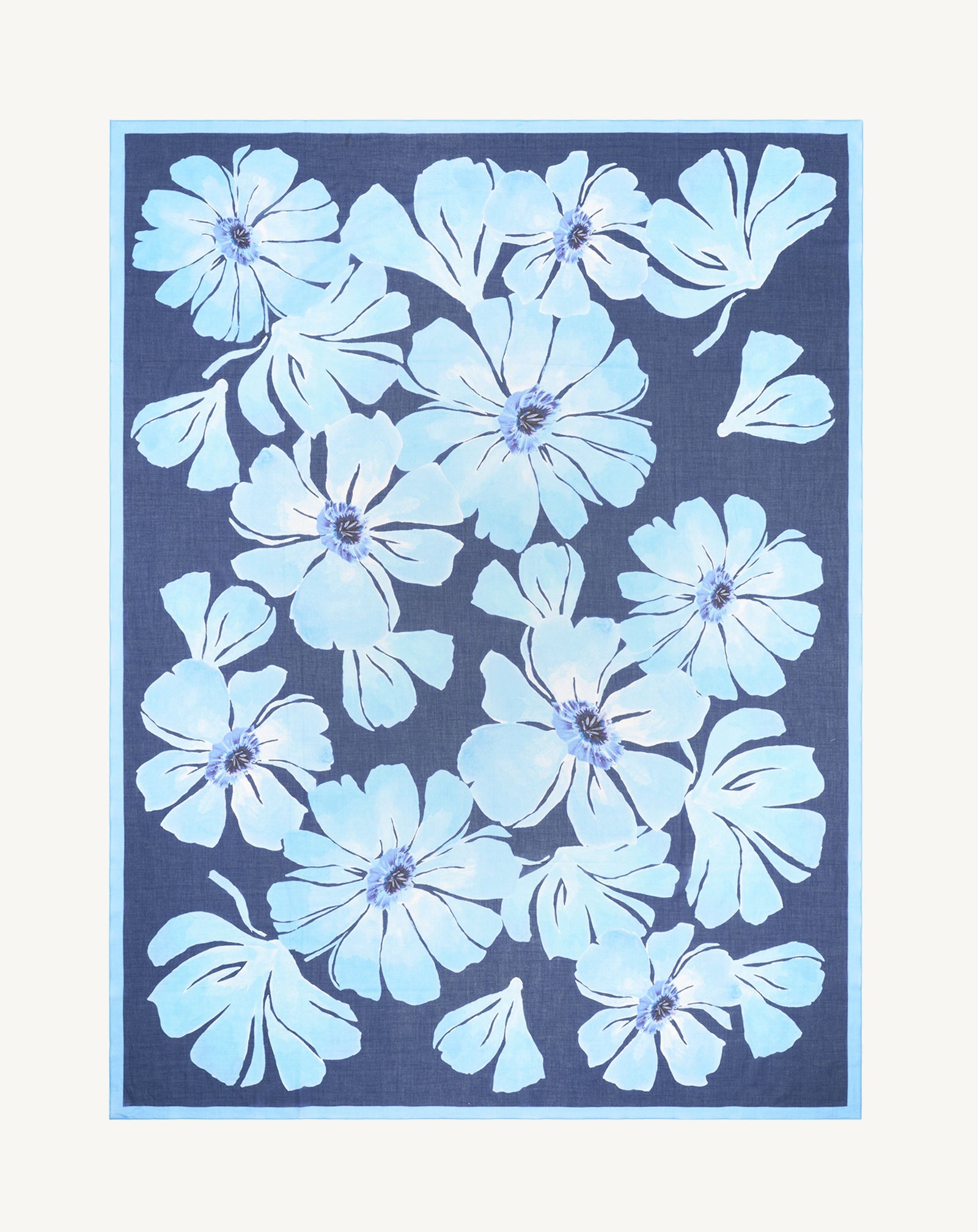 Maxi étole d'été imprimée-AMIRAL/BLEU AGATE-100% coton