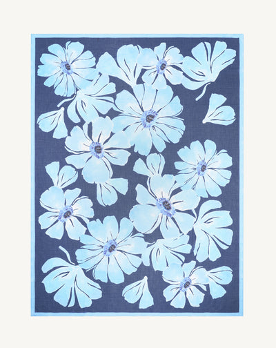 Maxi étole d'été imprimée-AMIRAL/BLEU AGATE-100% coton