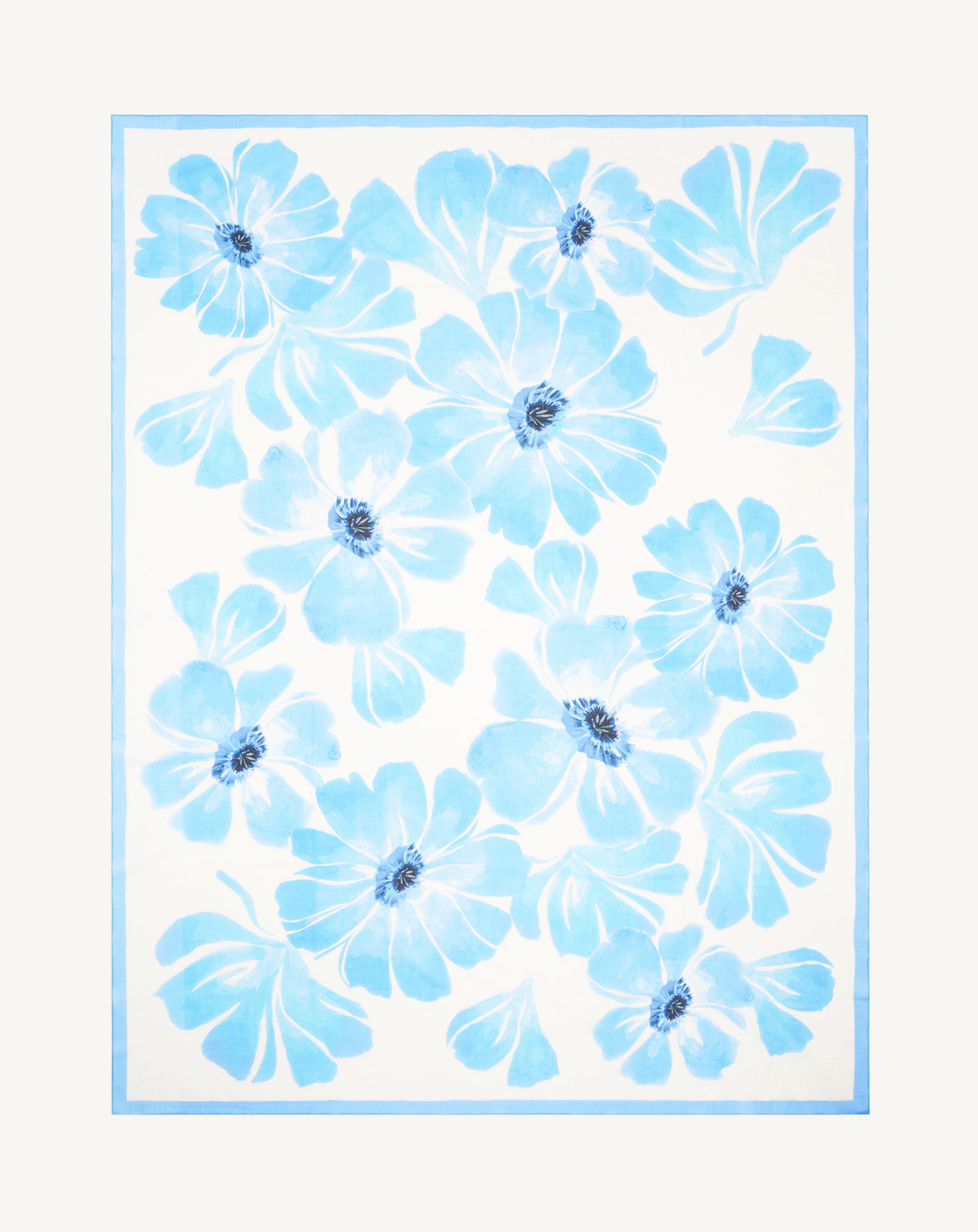 Maxi étole d'été imprimée-NATUREL/BLEU AGATE-100% coton