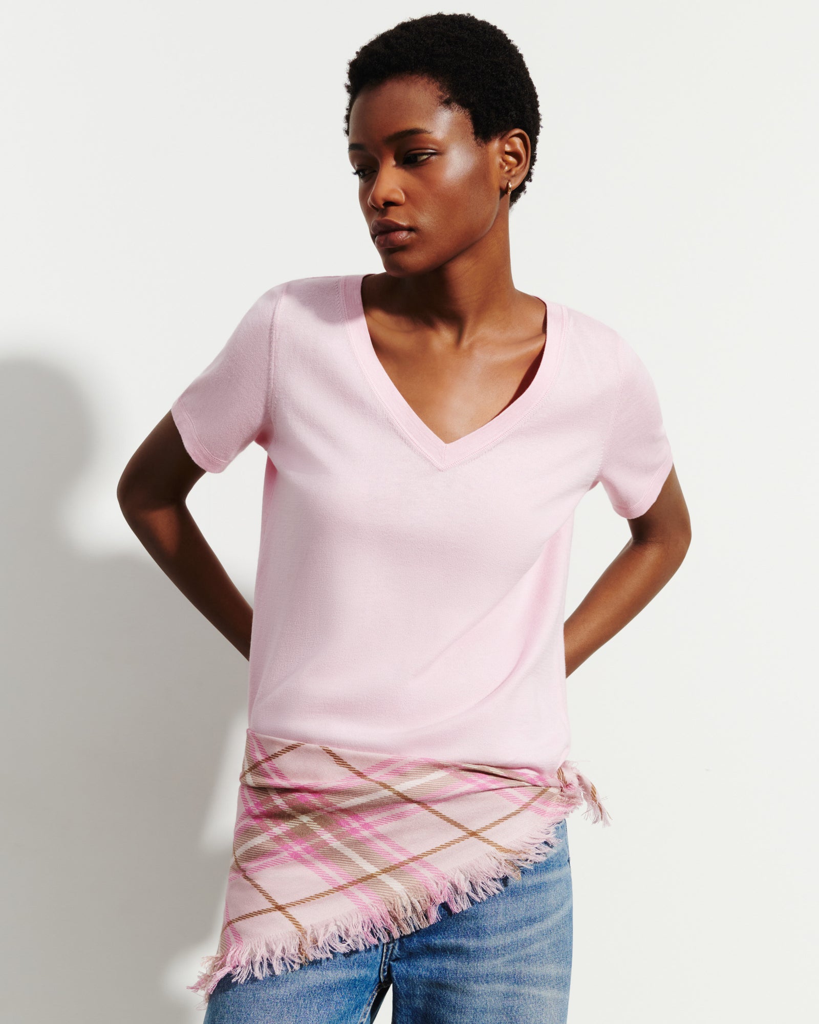 Mini carré twill imprimé-CERISIER/CARAMEL-100% cachemire