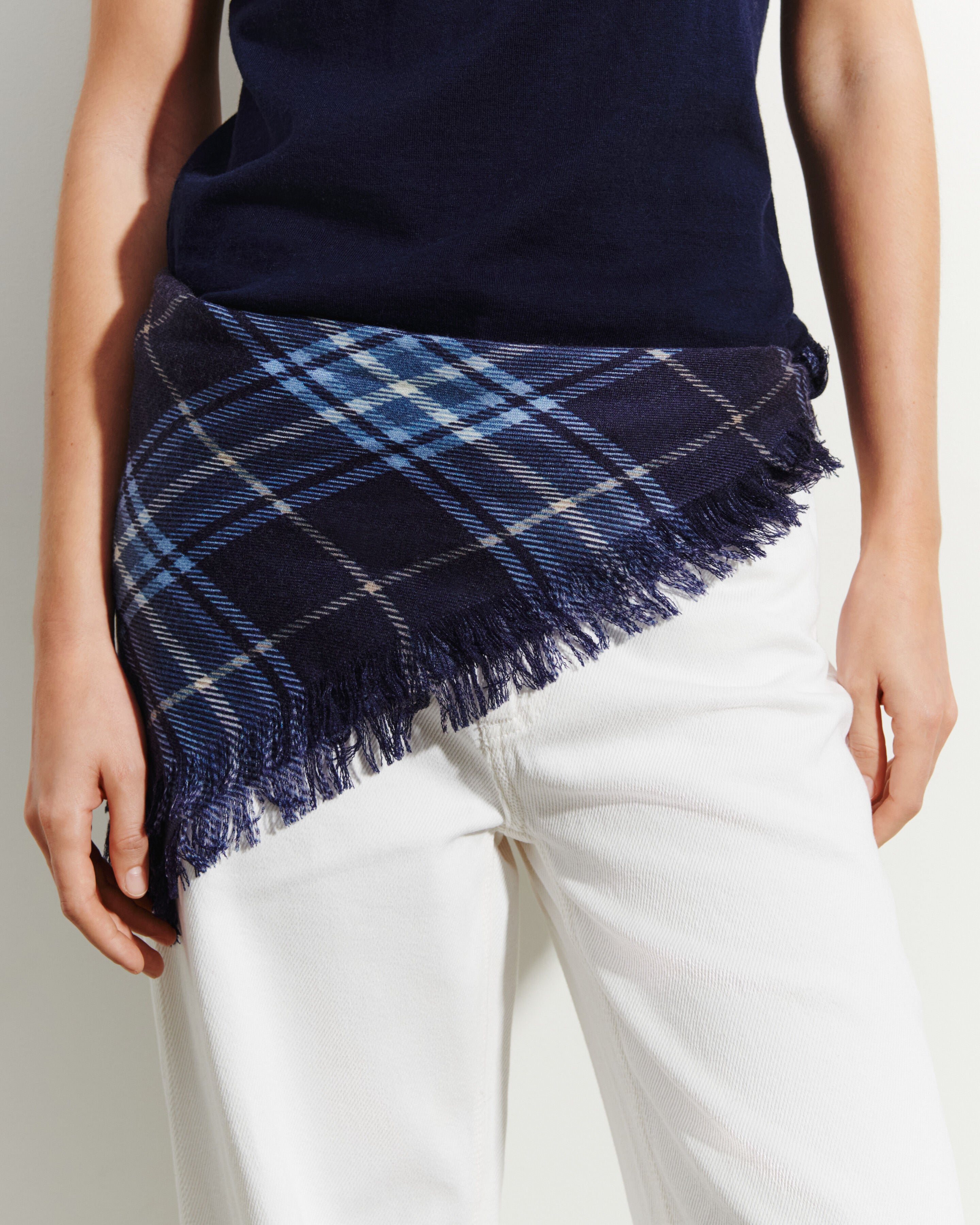 Mini carré twill imprimé-MARINE/BLEU ATLAS-100% cachemire