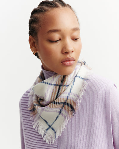 Mini carré twill imprimé-NATUREL/JACINTHE-100% cachemire