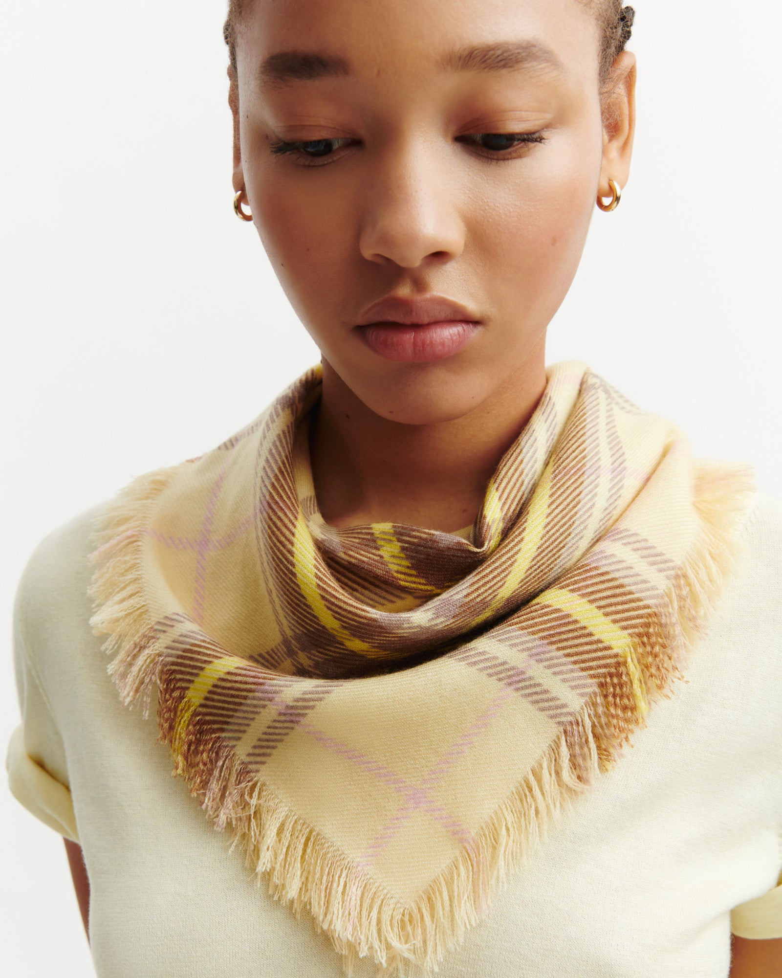 Mini carré twill imprimé-ZESTE/MACCHIATO-100% cachemire