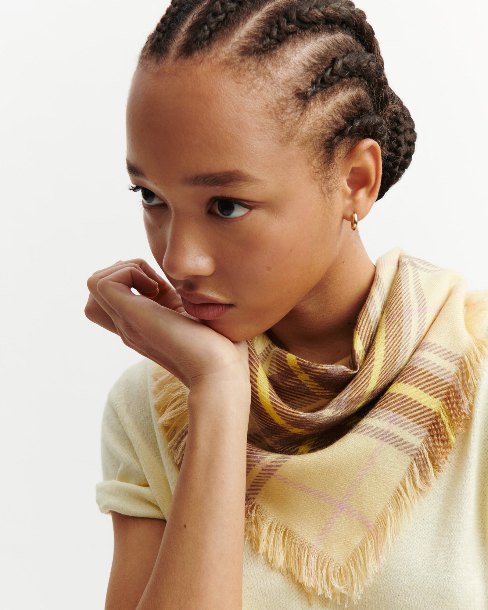 Mini carré twill imprimé-ZESTE/MACCHIATO-100% cachemire