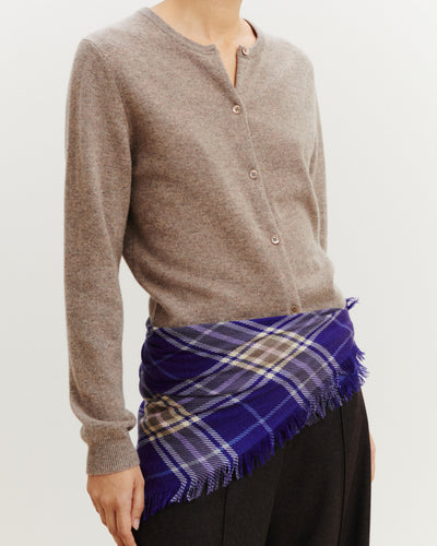 Mini carré imprimé tartan -ULTRAVIOLET/MILLET-100% cachemire