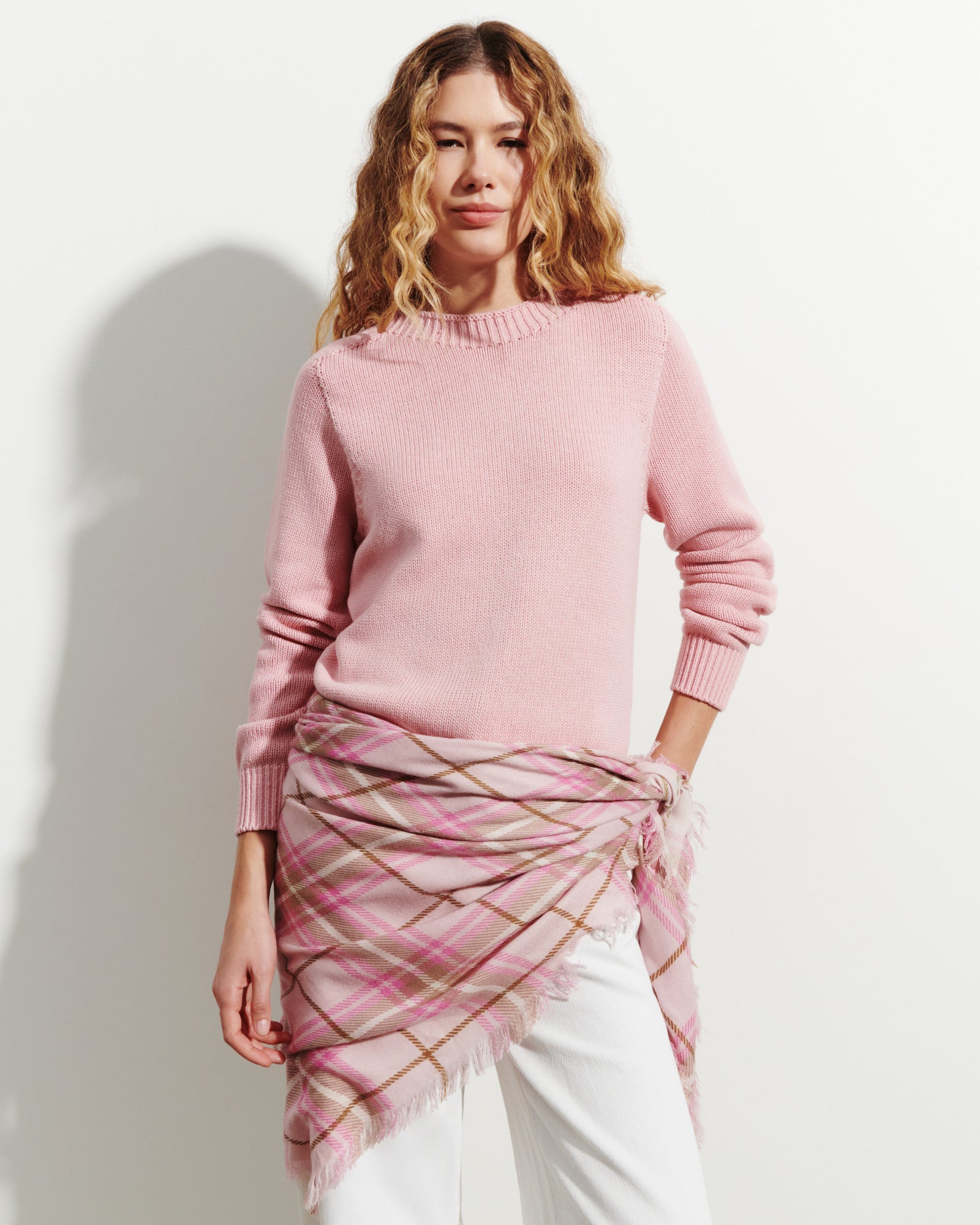 Carré en twill imprimé-CERISIER/CARAMEL-100% cachemire